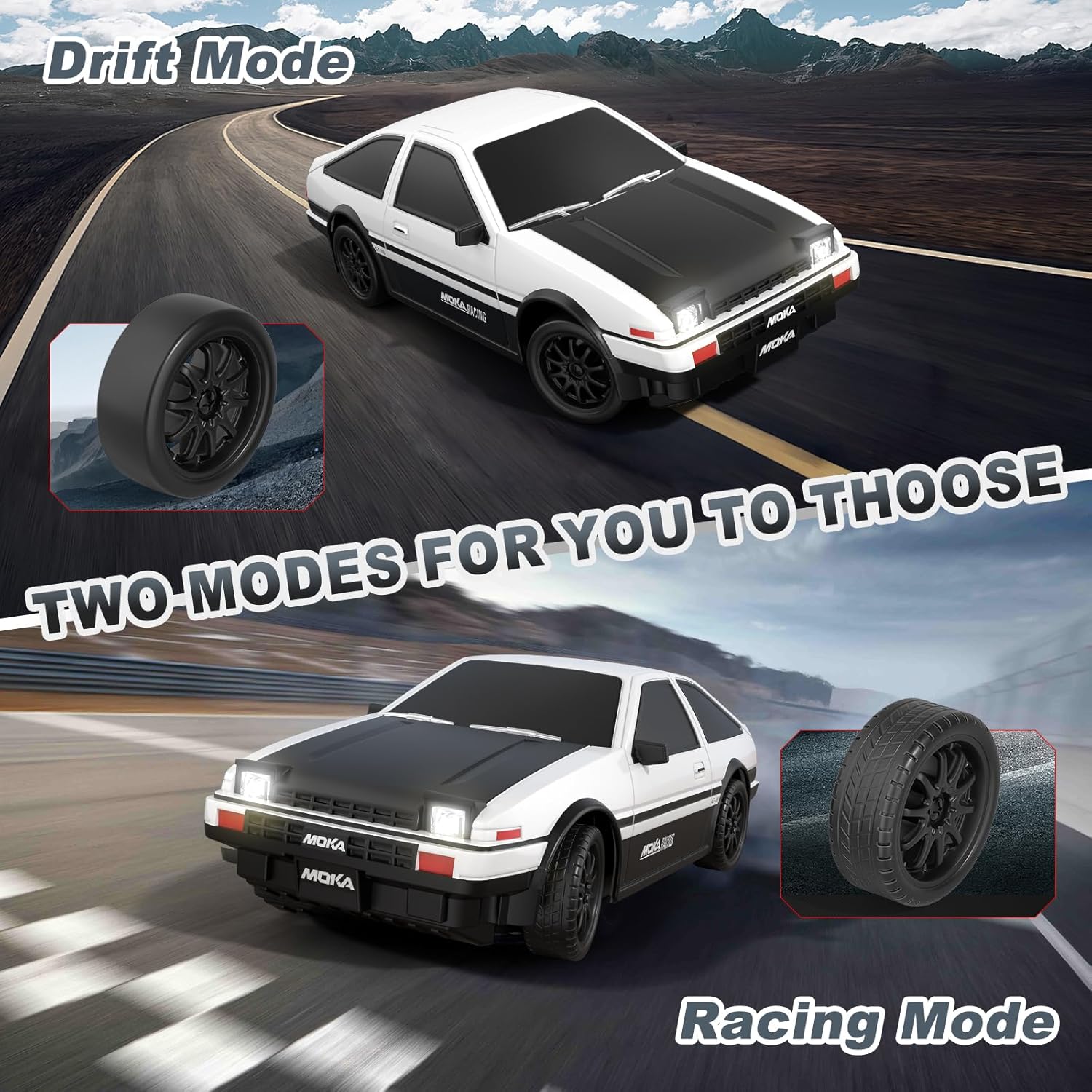 Detalle de RC Drift Car 1:24 Mini 4WD 2.4GHz – 25KM/H drift racing remote control with LED lights