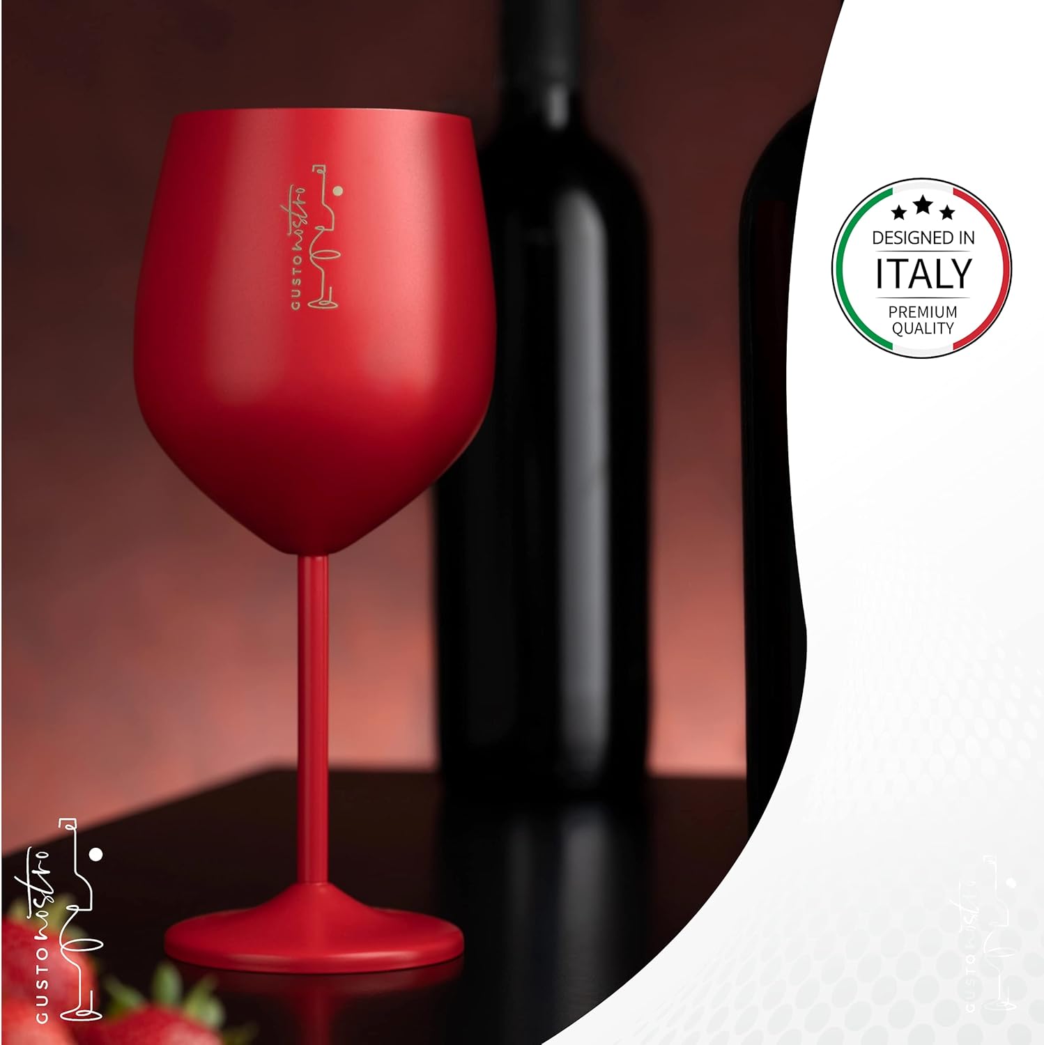 Thumbnail 4 de Gusto Nostro Weingläser mit Stiel aus Edelstahl – Valentinstag Edition (540 ml, 2er Pack)