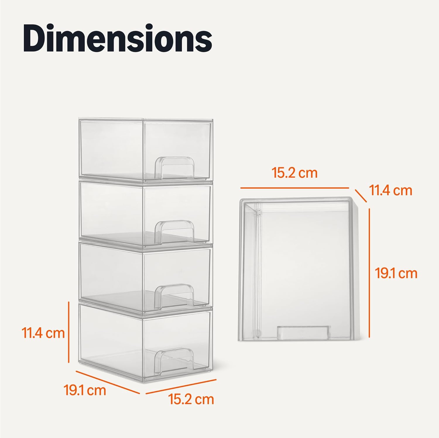 Thumbnail 4 de Amazon Basics : lot de 4 tiroirs de rangement empilables en plastique transparent pour maquillage