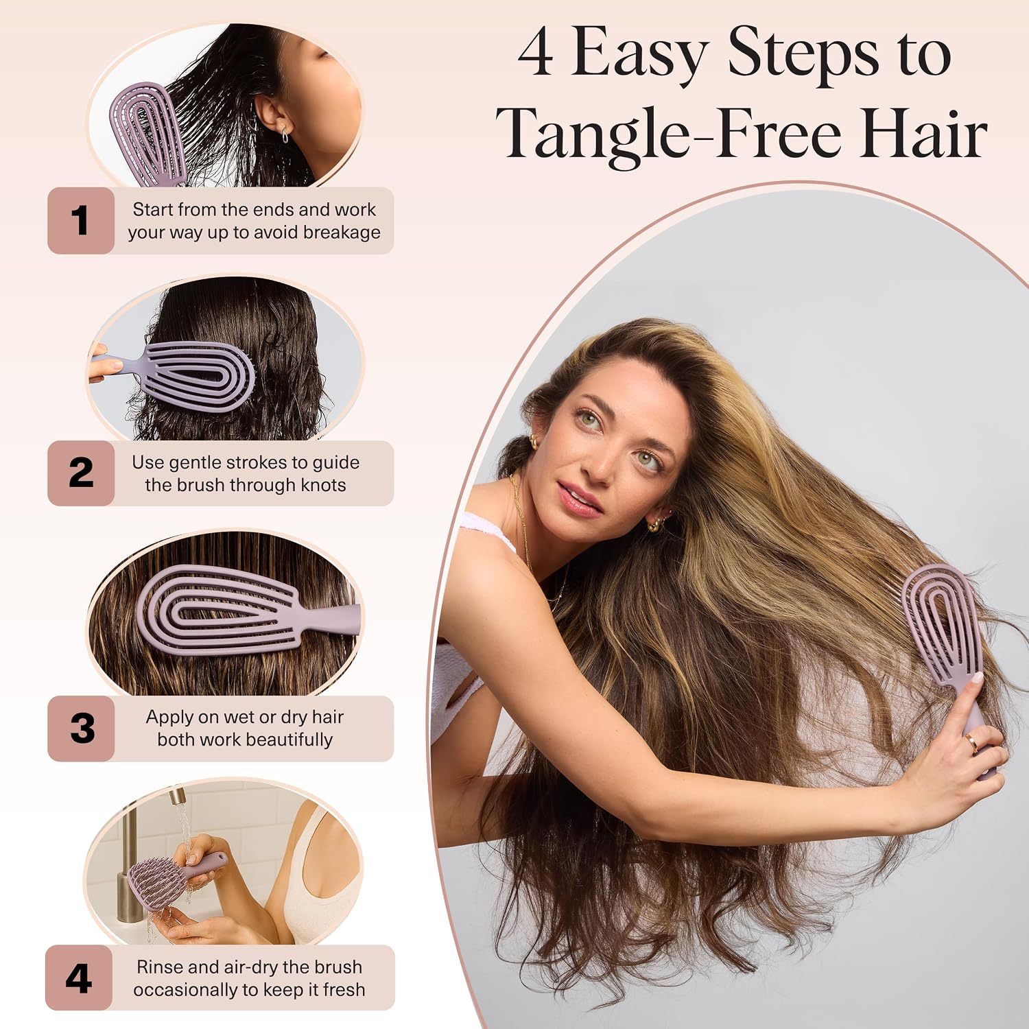 Thumbnail 6 de Kitsch Detangle Hair Brush – Flexi Flow Detangling Brush for Curly Hair (Soft Violet)