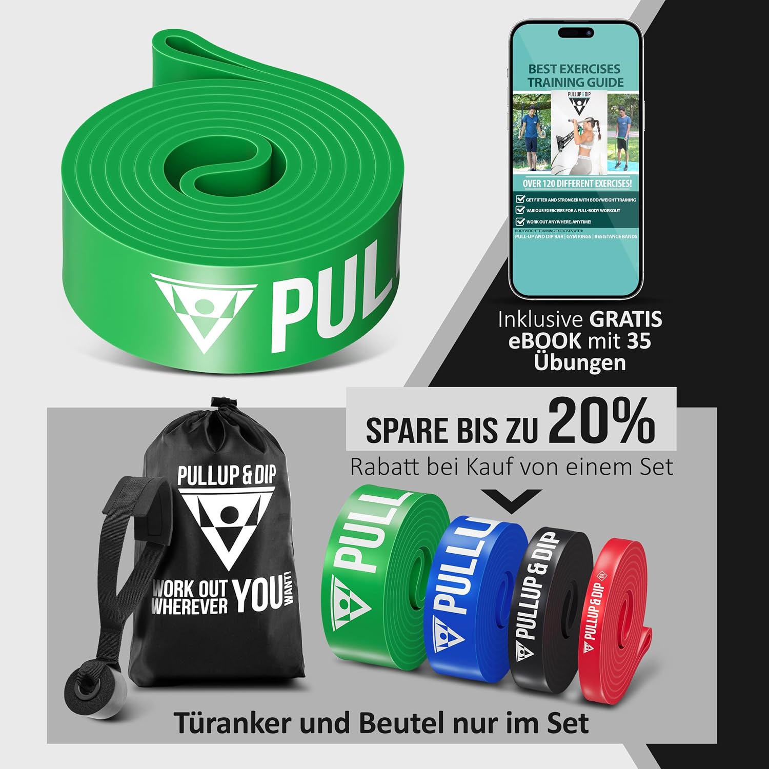 Thumbnail 5 de Pullup & Dip Fitnessbänder 4 Widerstände