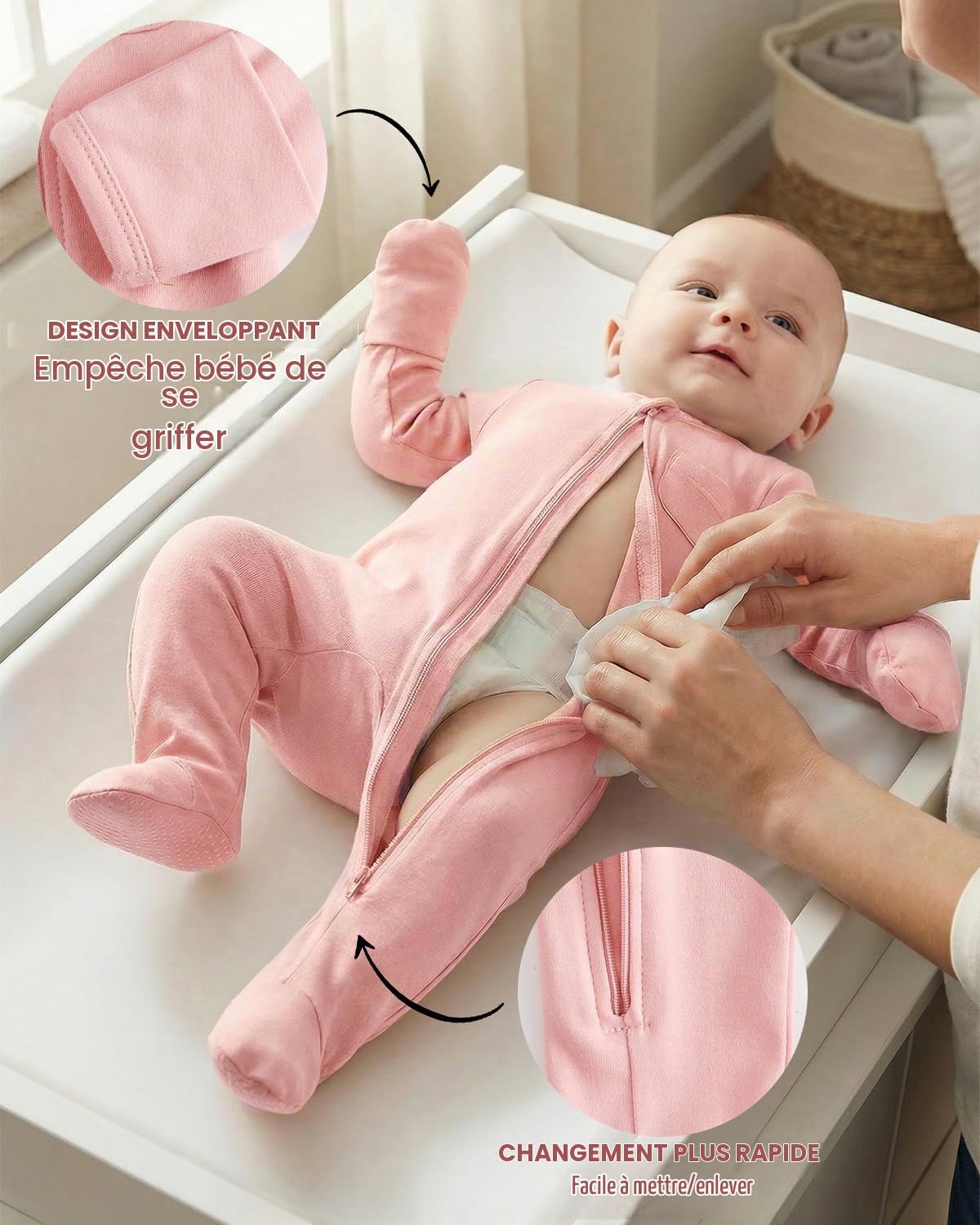 Thumbnail 5 de JiAmy babypyjama, 2 stuks in 100% katoen met lange mouwen en voetjes