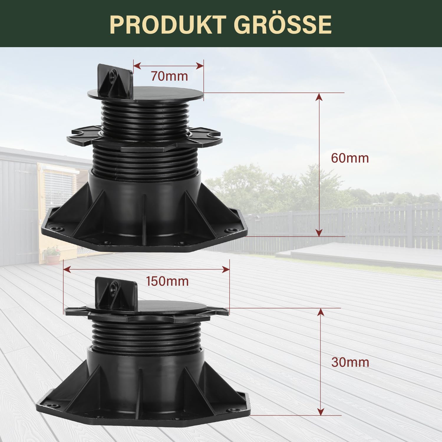 Thumbnail 1 de Gimisgu Stellfuss 10 Stück – höhenverstellbare Stelzlager für Terrassen-Unterkonstruktion (60–140 mm)