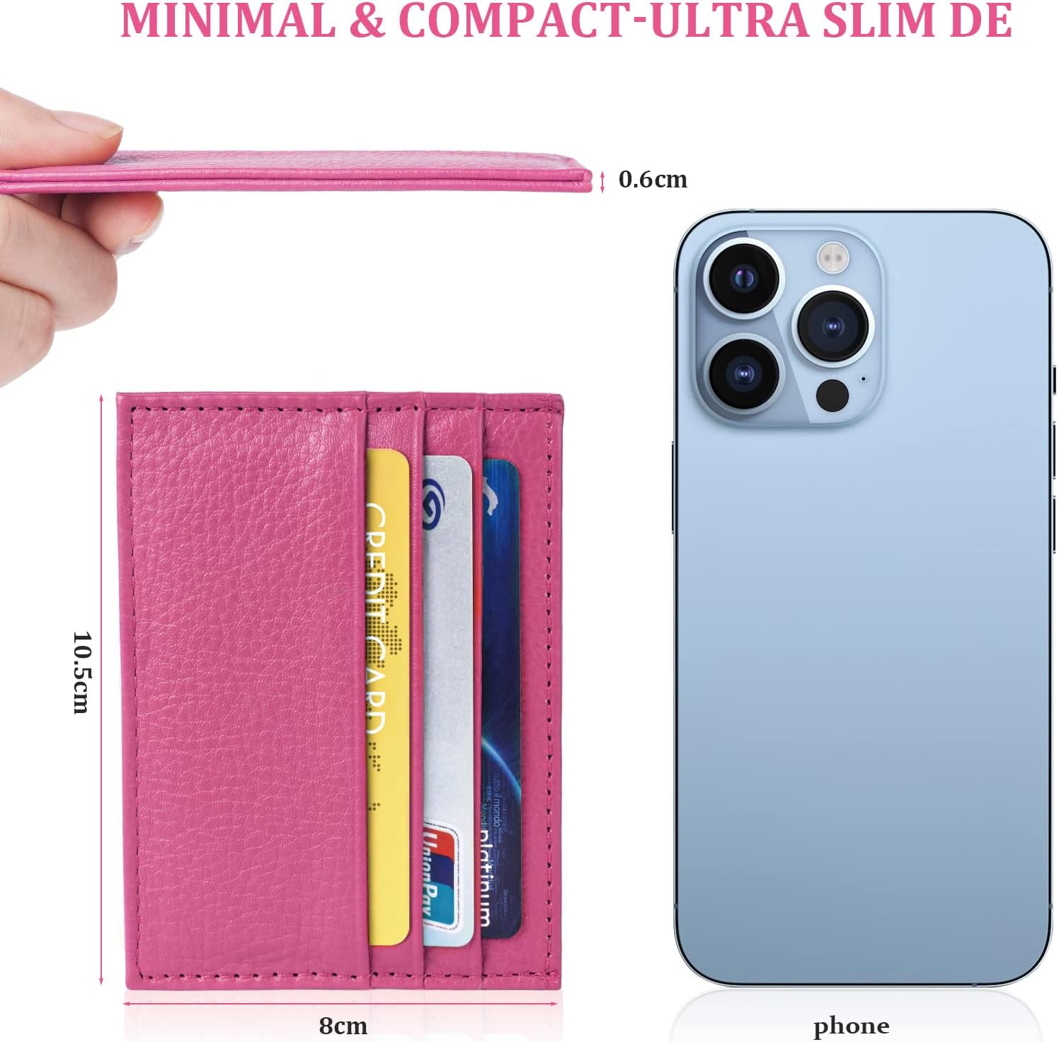 Detalle 2 de URAQT Portacarte Pelle slim 6 slot rosa 📇
