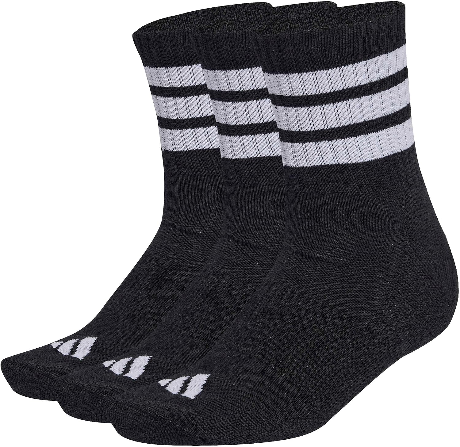 Detalle de adidas Unisex 3 Stripes Cushioned Sportswear Mid Cut Socks – 3er-Pack