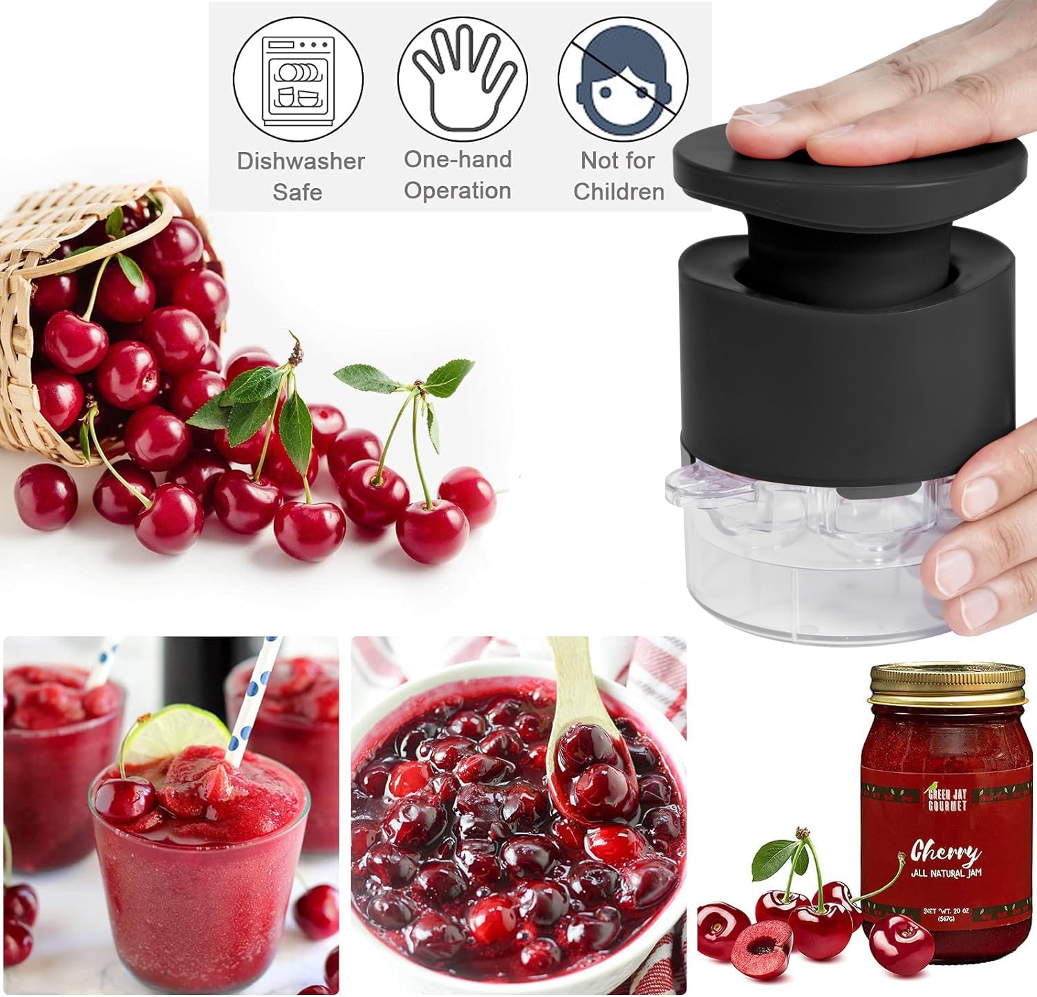 Thumbnail 5 de Cherry Pitter Tool 7-in-1: Portable Seed Remover for Cherries, Olives, and More