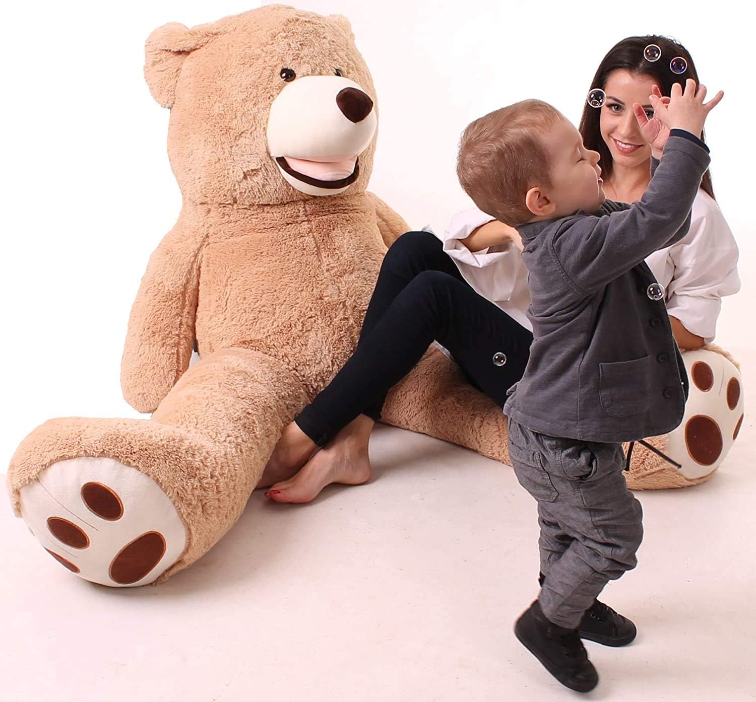 Detalle 2 de MAKOSAS teddybeer 130 cm, bruine pluche knuffel van polyester