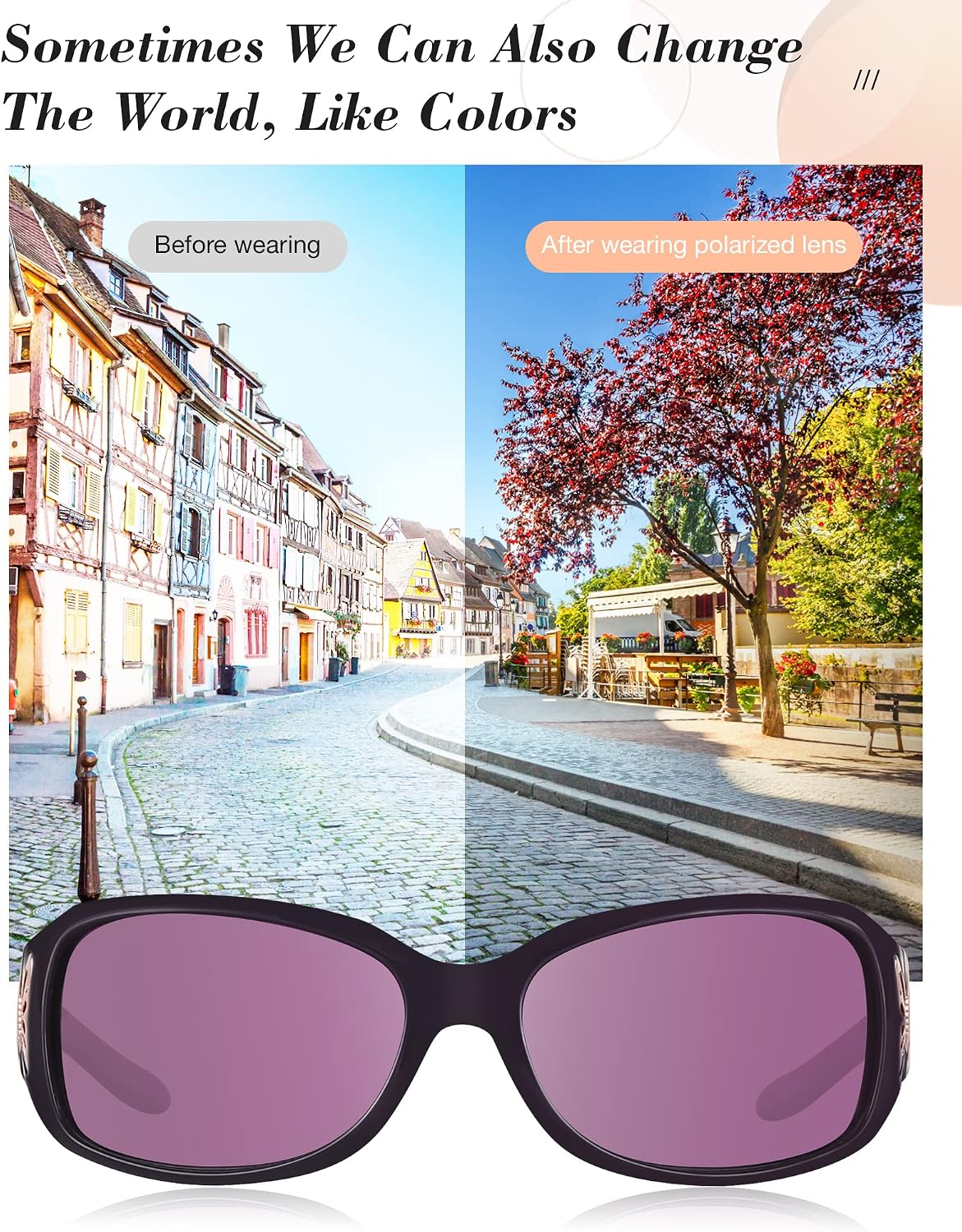 Thumbnail 3 de LVIOE Polarised Sunglasses: Womens Oversized Butterfly Frames with UV Protection