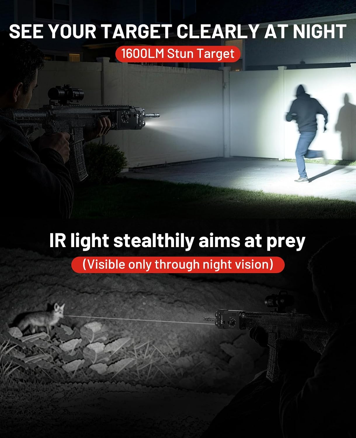 Detalle de EZshoot 7018 4-in-1 Rifle Light with Green and IR Lasers, 1600 Lumens