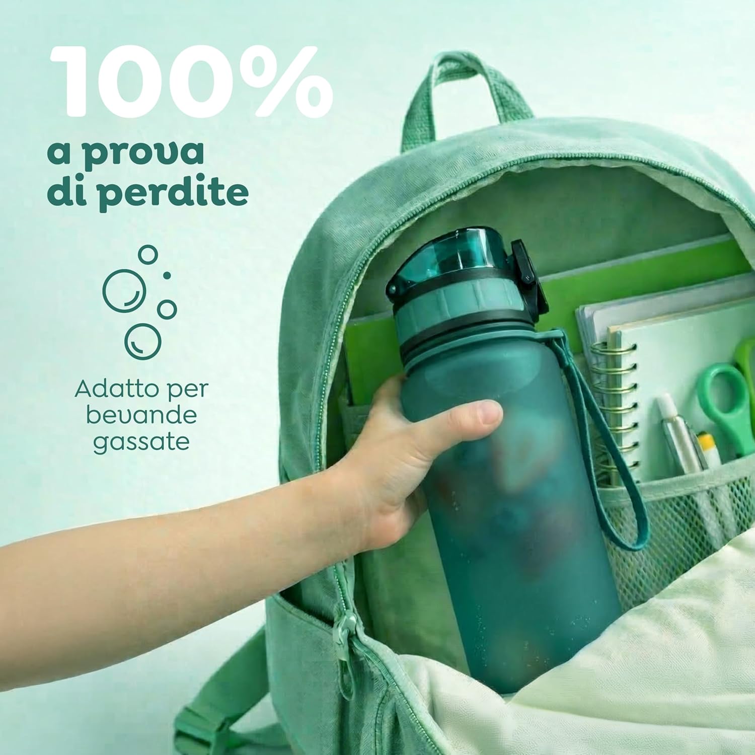 Thumbnail 5 de Sweety Fox Borraccia per Bambini 500 ml Verde – a prova di perdite e lavabile in lavastoviglie