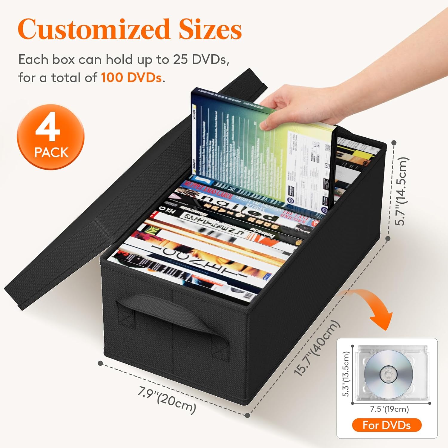 Detalle de Lifewit Confezione da 4 Porta DVD: Contenitori impilabili per 100 DVD