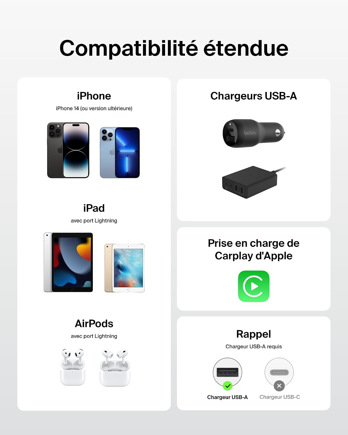 Thumbnail 4 de Belkin Pack de 2 Câbles Lightning 1,5 m
