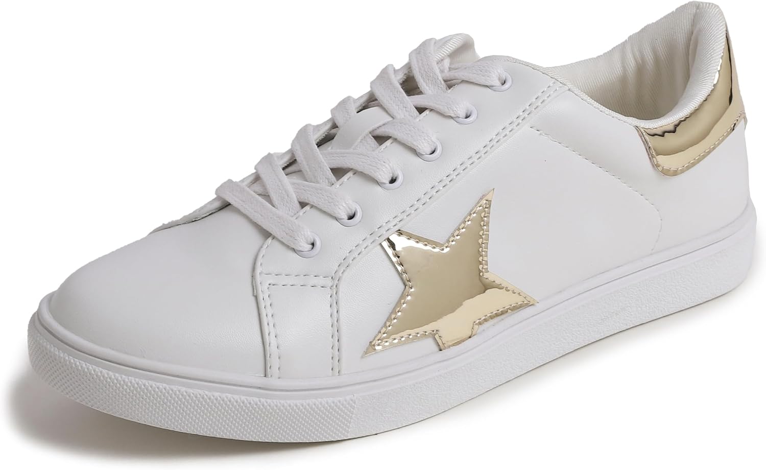 Detalle de Feversole Women's Featured PU Leather Lace-Up Stars Sneaker