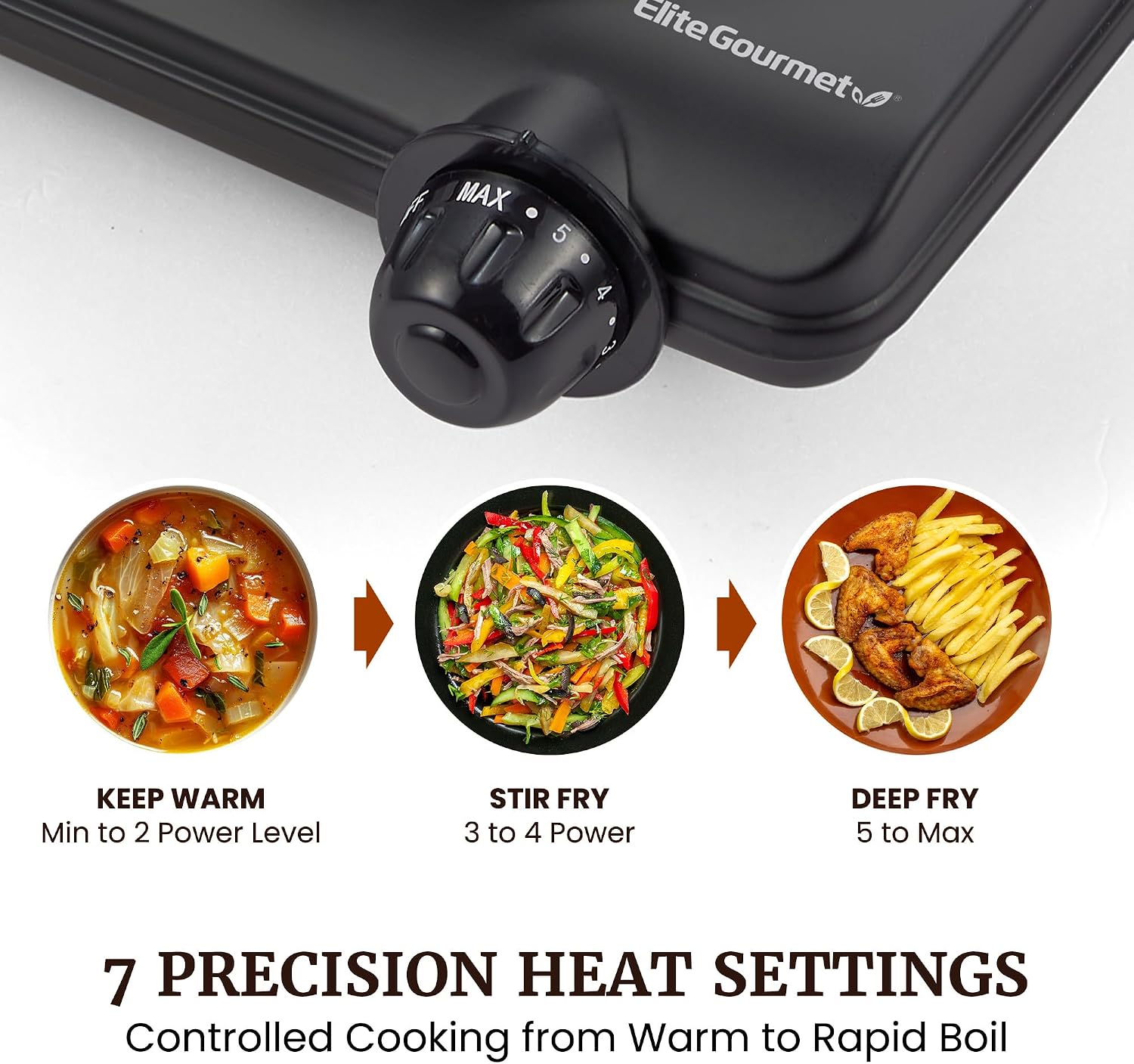 Detalle de Elite Gourmet Electric Burner 1000W Cast Iron Hot Plate with 7 Heat Settings