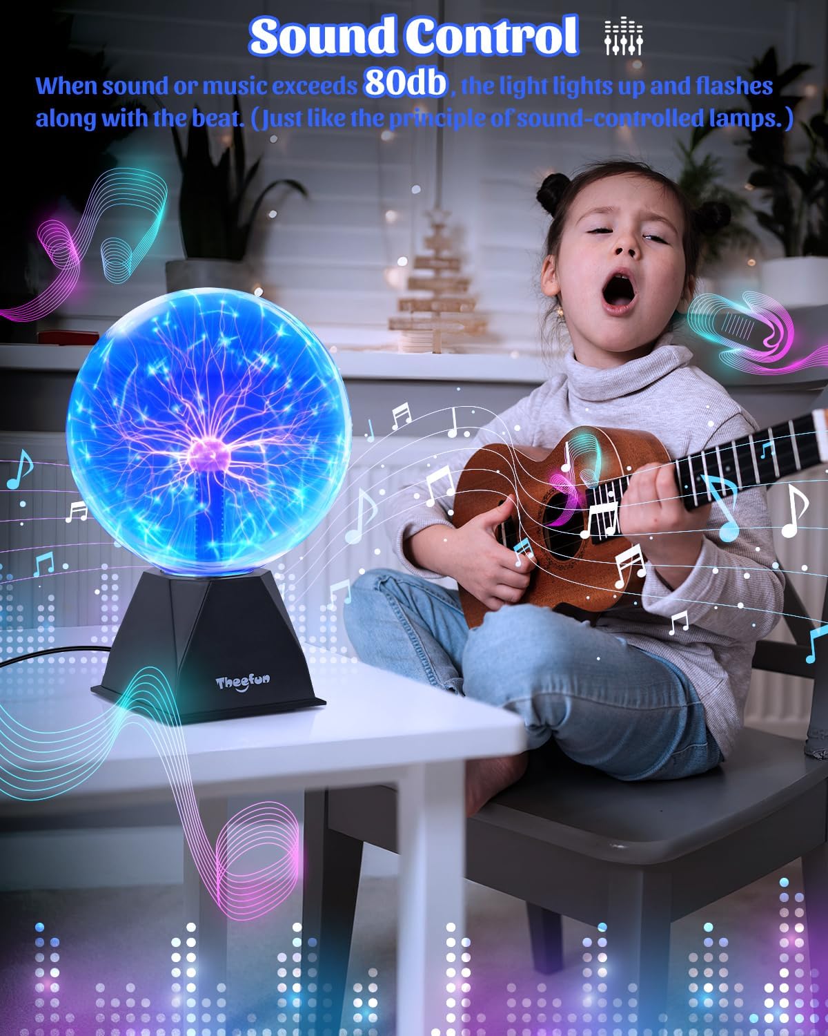 Detalle de Theefun NX-PS-8 8-Inch Plasma Globe, Blue Touch & Sound Lamp