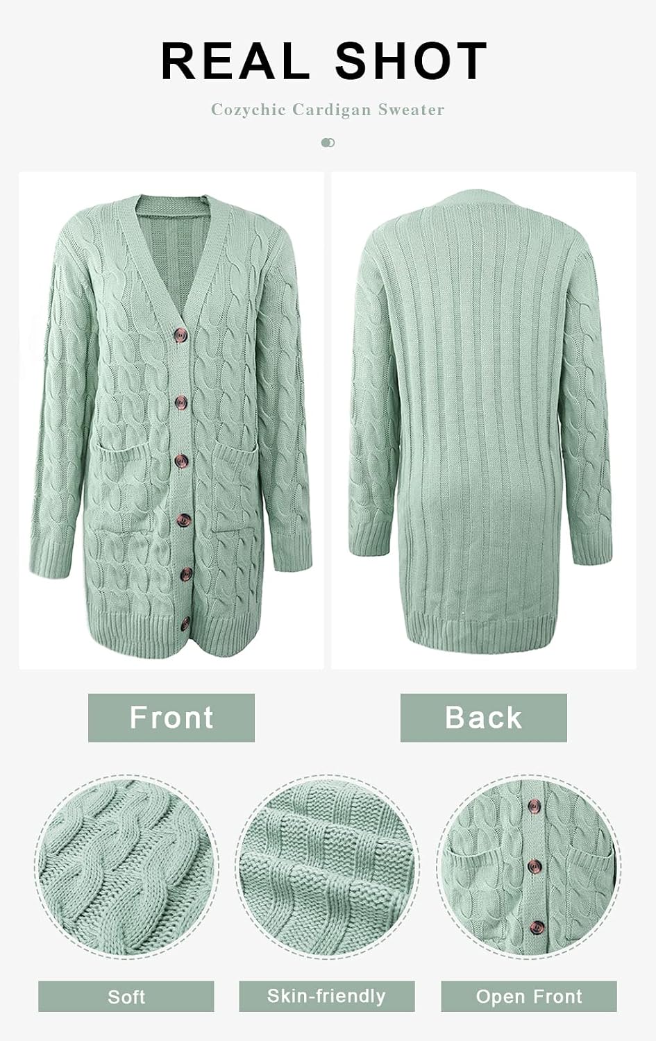 Thumbnail 4 de PRETTYGARDEN Long Sleeve Cable Knit Cardigan