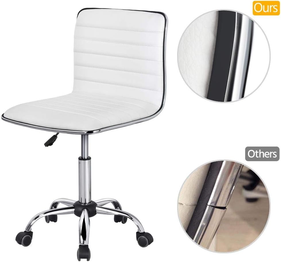 Detalle de Yaheetech Sedia Ufficio Ecopelle Bianca senza braccioli: comfort, stile e versatilità per l’ufficio e la casa