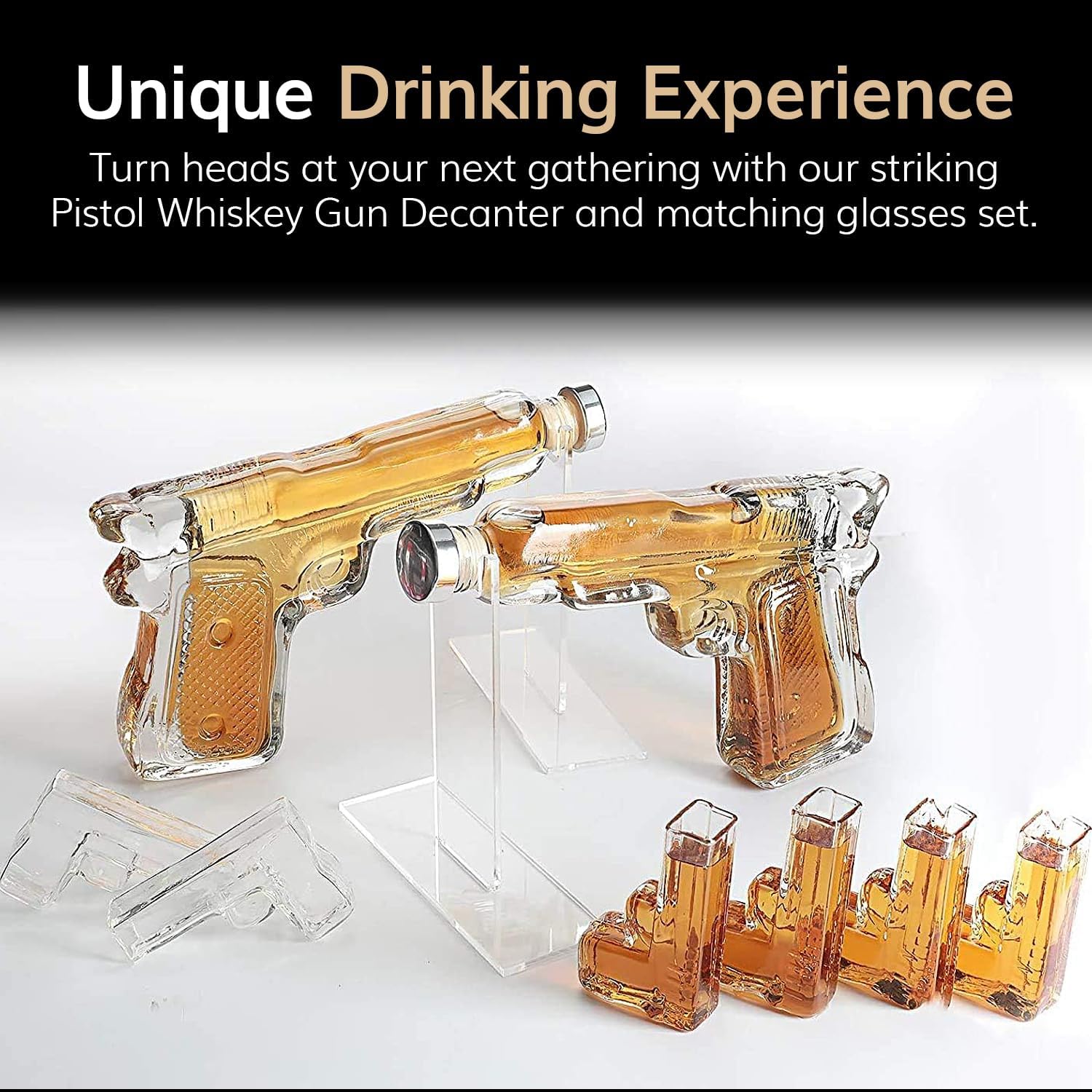 Detalle 2 de Pistol Whiskey Decanter Set with 6 Glasses 🥃