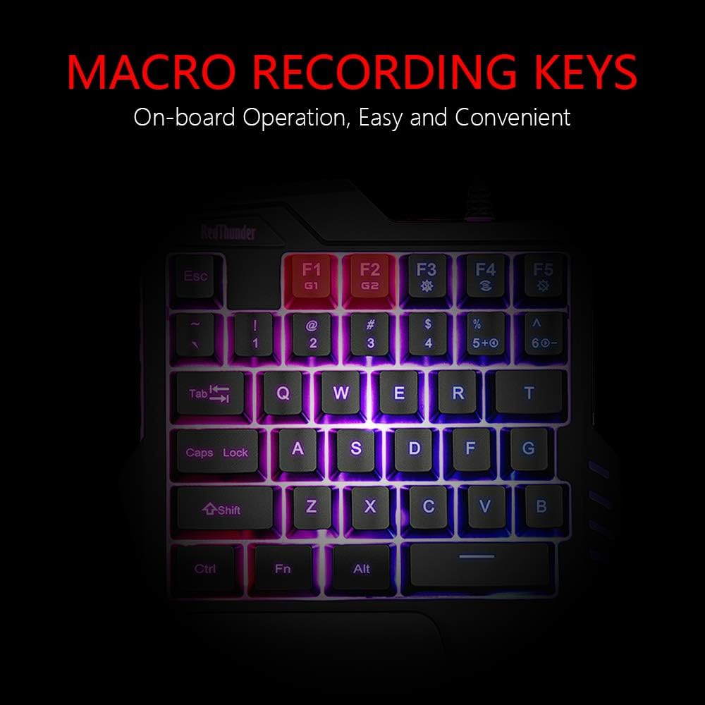 Thumbnail 3 de RedThunder Einhand-Gaming-Tastatur mit RGB-Hintergrundbeleuchtung und Makro-Tasten (35 Tasten)