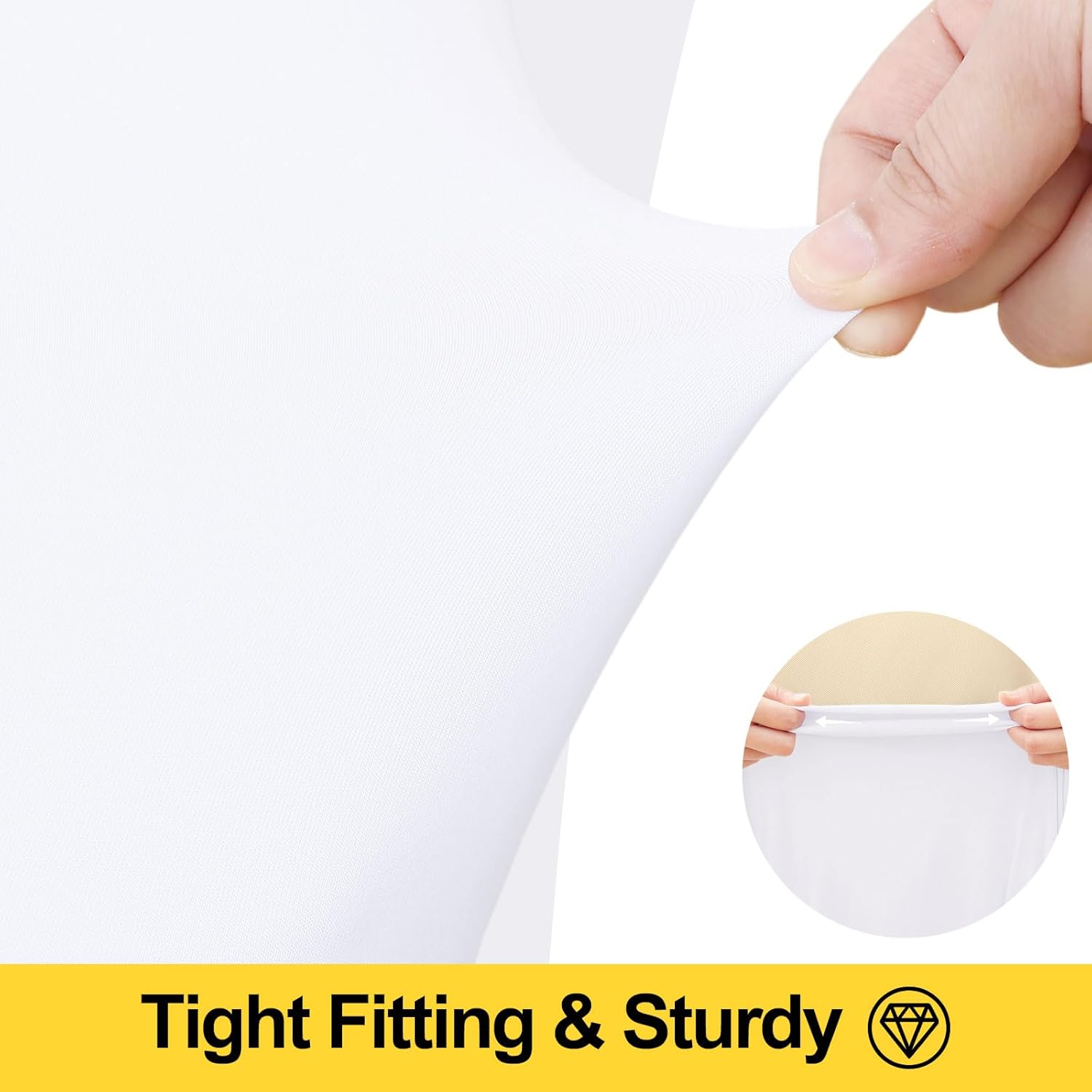 Thumbnail 2 de Smiry Spandex Tablecloth (Elastic Fitted Stretch) for 6FT Rectangle Tables, Waterproof Washable One-Piece Skirt, White