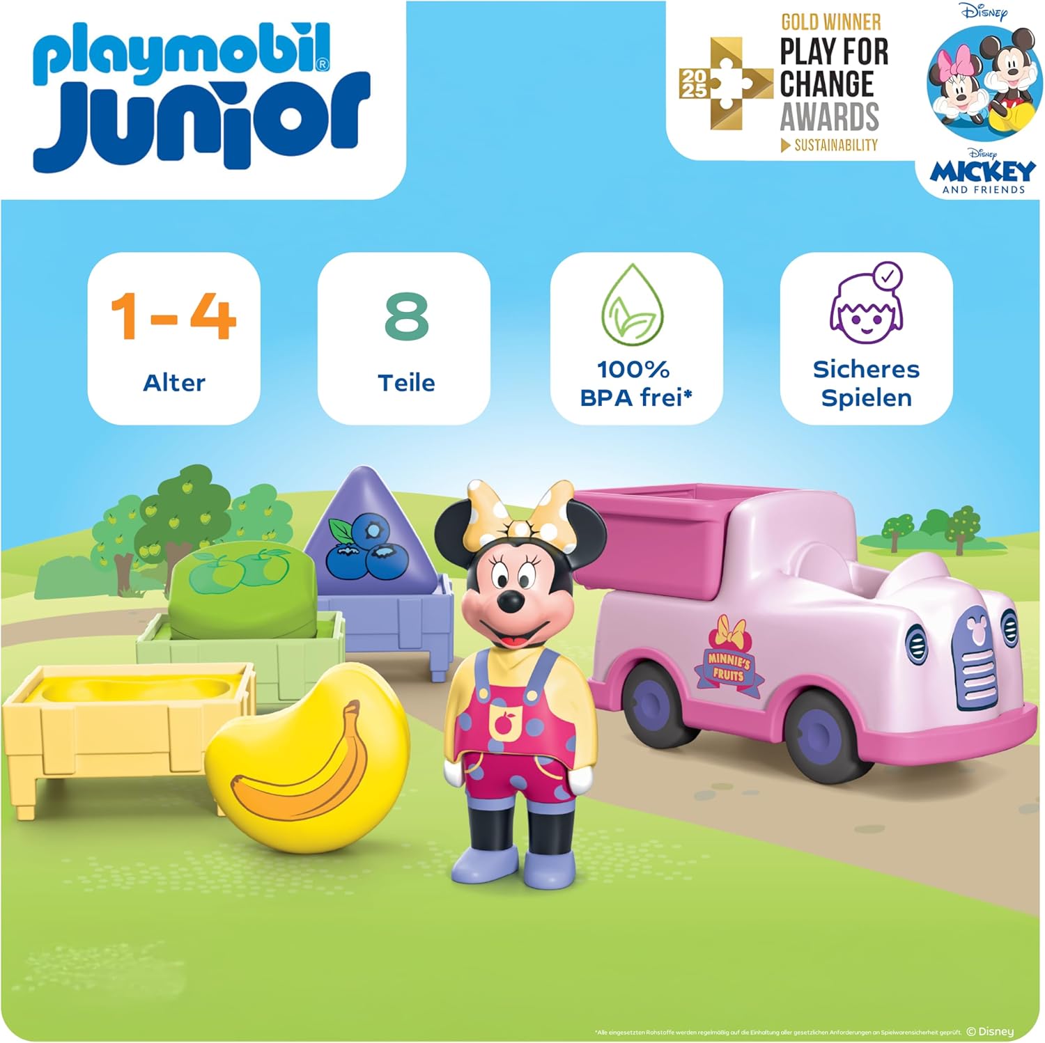 Detalle de PLAYMOBIL JUNIOR & Disney Minnie Maus Obst-Transporter (71770) – Sortierspaß für Kinder ab 1 Jahr