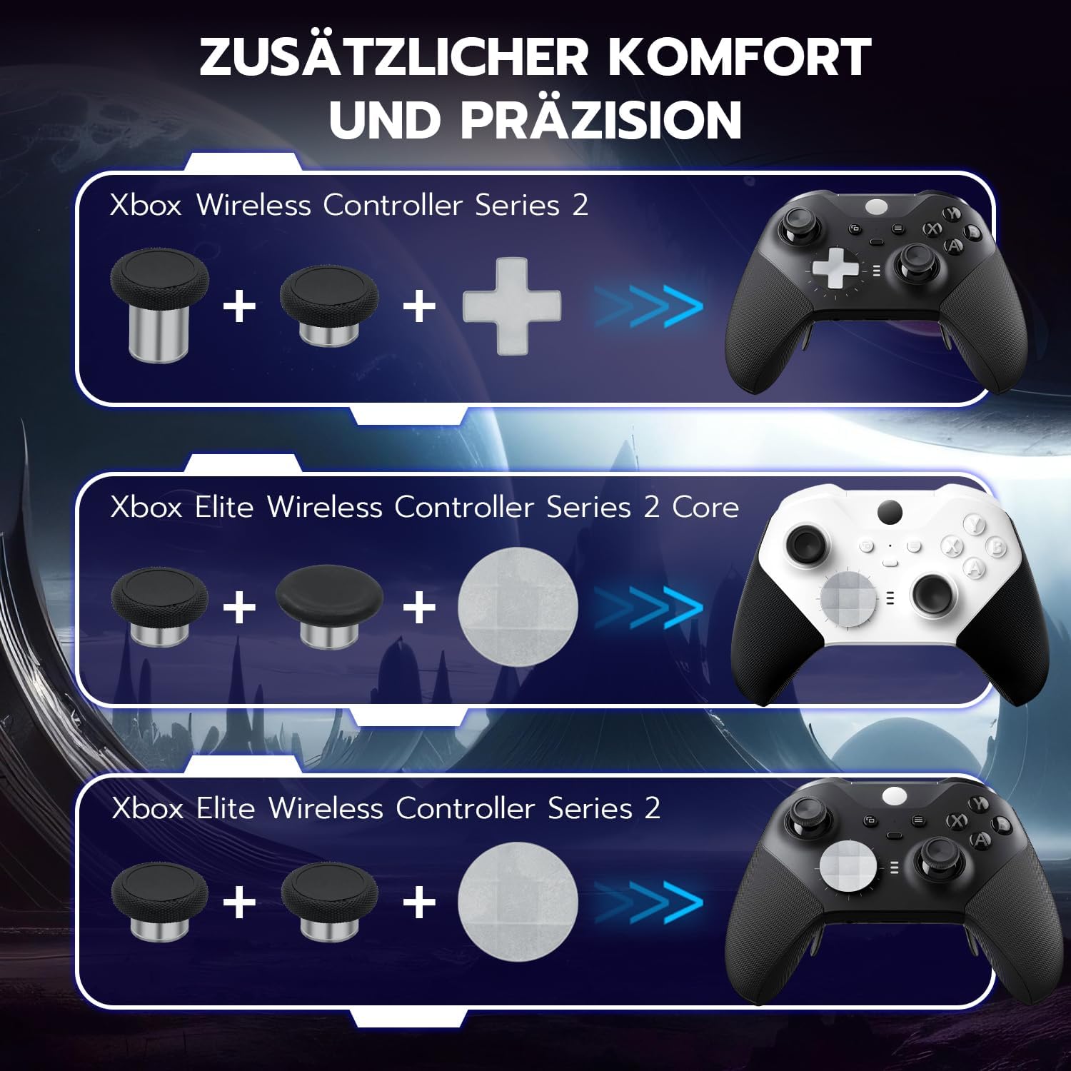 Thumbnail 2 de Mcbazel 13-in-1 Metall Thumbsticks Magnete & Trigger-Paddles für Xbox Elite Series 2 (1797)