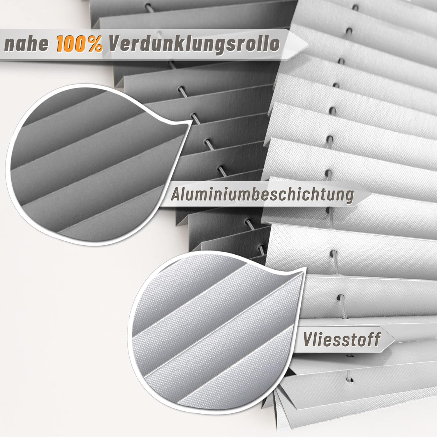 Thumbnail 1 de bobodeco Plissee ohne Bohren Verdunkelung Klemmfix Grau 80x230 cm – Lichtundurchlässiges Plisseerollo