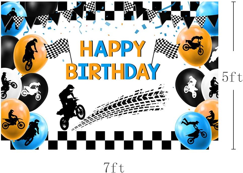Thumbnail 2 de MEHOFOND 7x5ft Motocross Birthday Backdrop