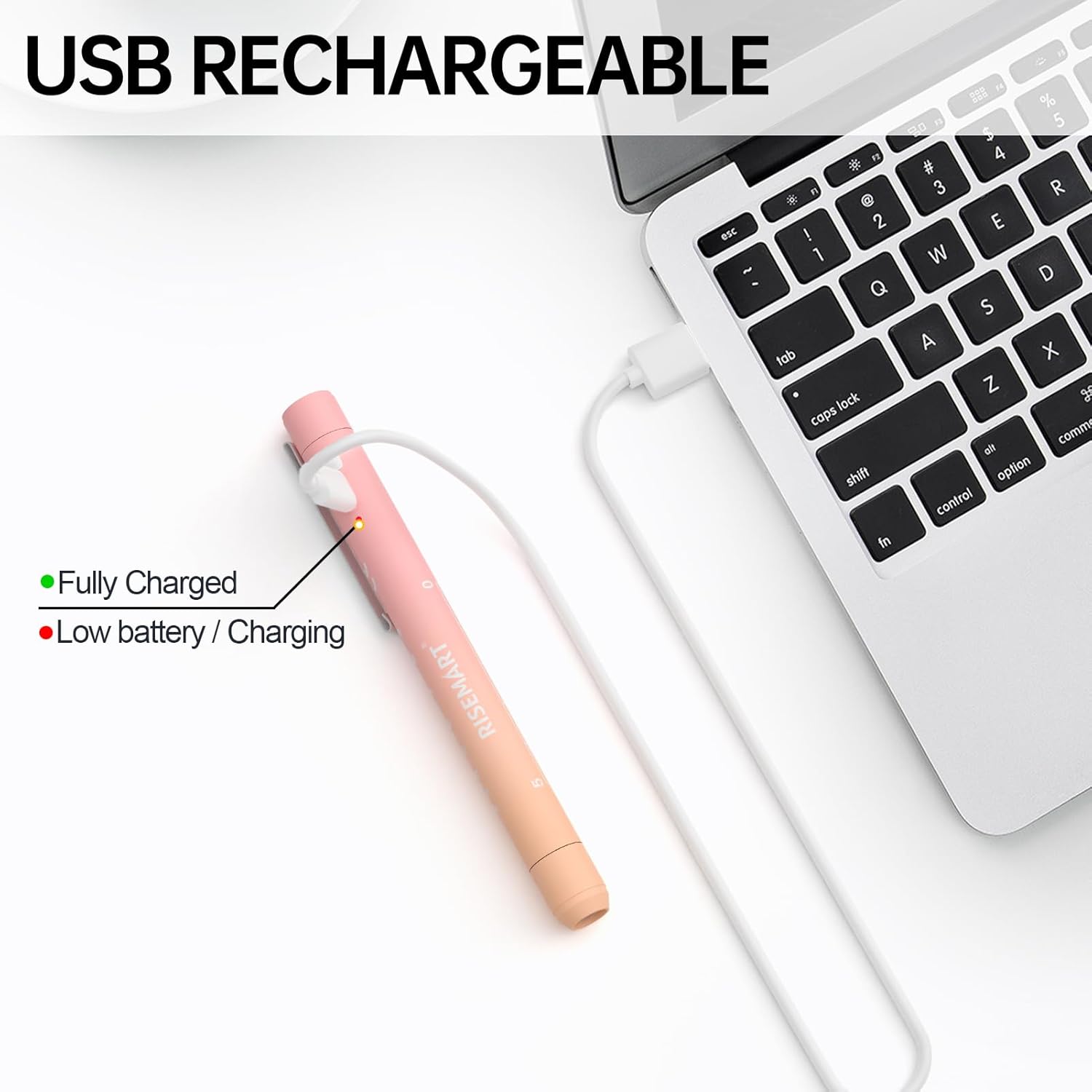 Thumbnail 1 de RISEMART Pupillenleuchte mit Pupillenmessgerät & Lineal – USB-aufladbare LED-Stiftlampe (warm/kalt weiß)