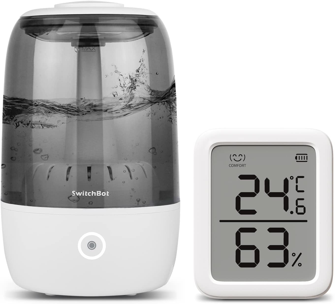 Detalle de スイッチボット(SwitchBot) 加湿器+温湿度計プラス 超音波式・3.5Lタンク・アプリ操作