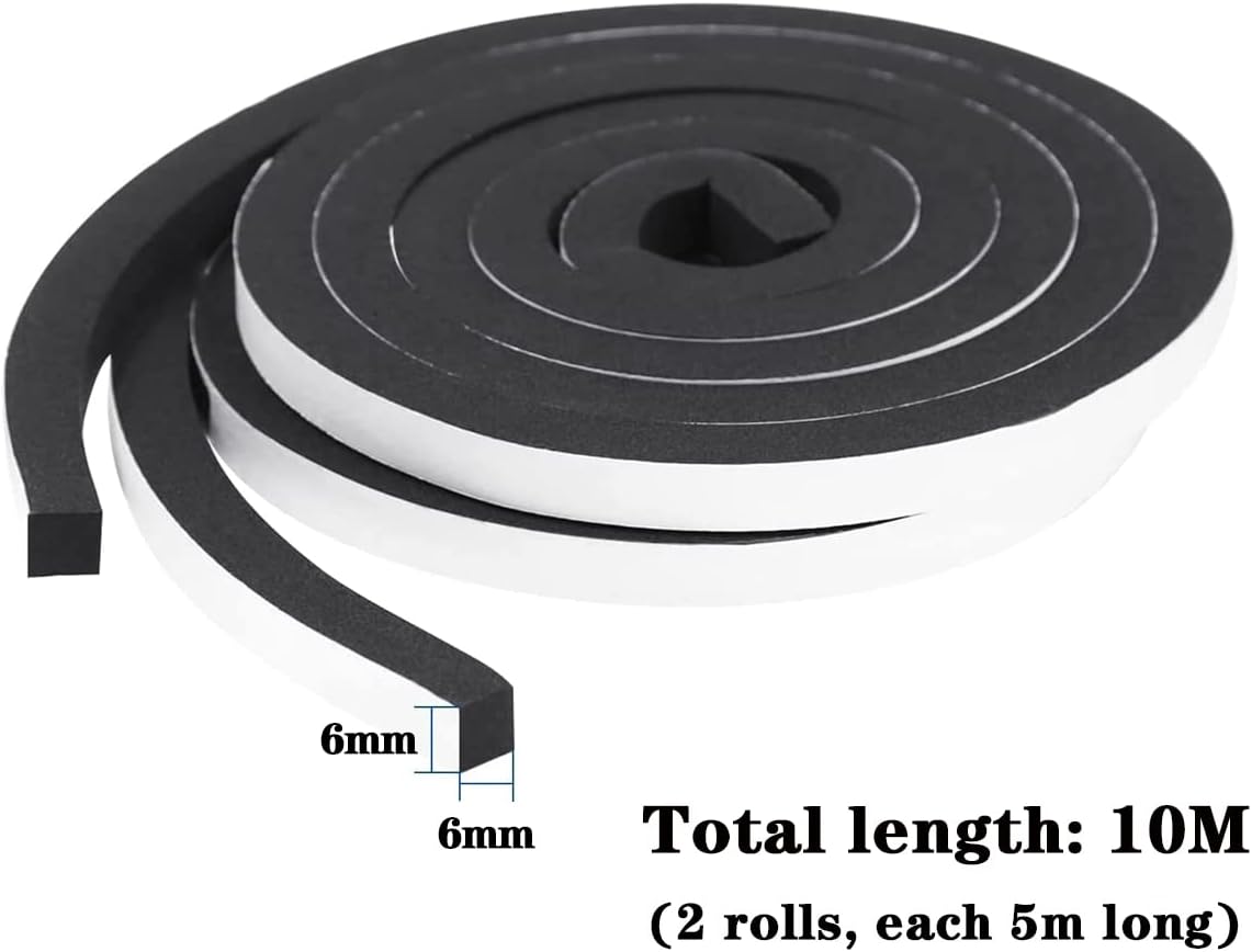 Detalle 2 de Adhesive Weather Stripping Foam Tape 6mm × 6m for Doors & Windows