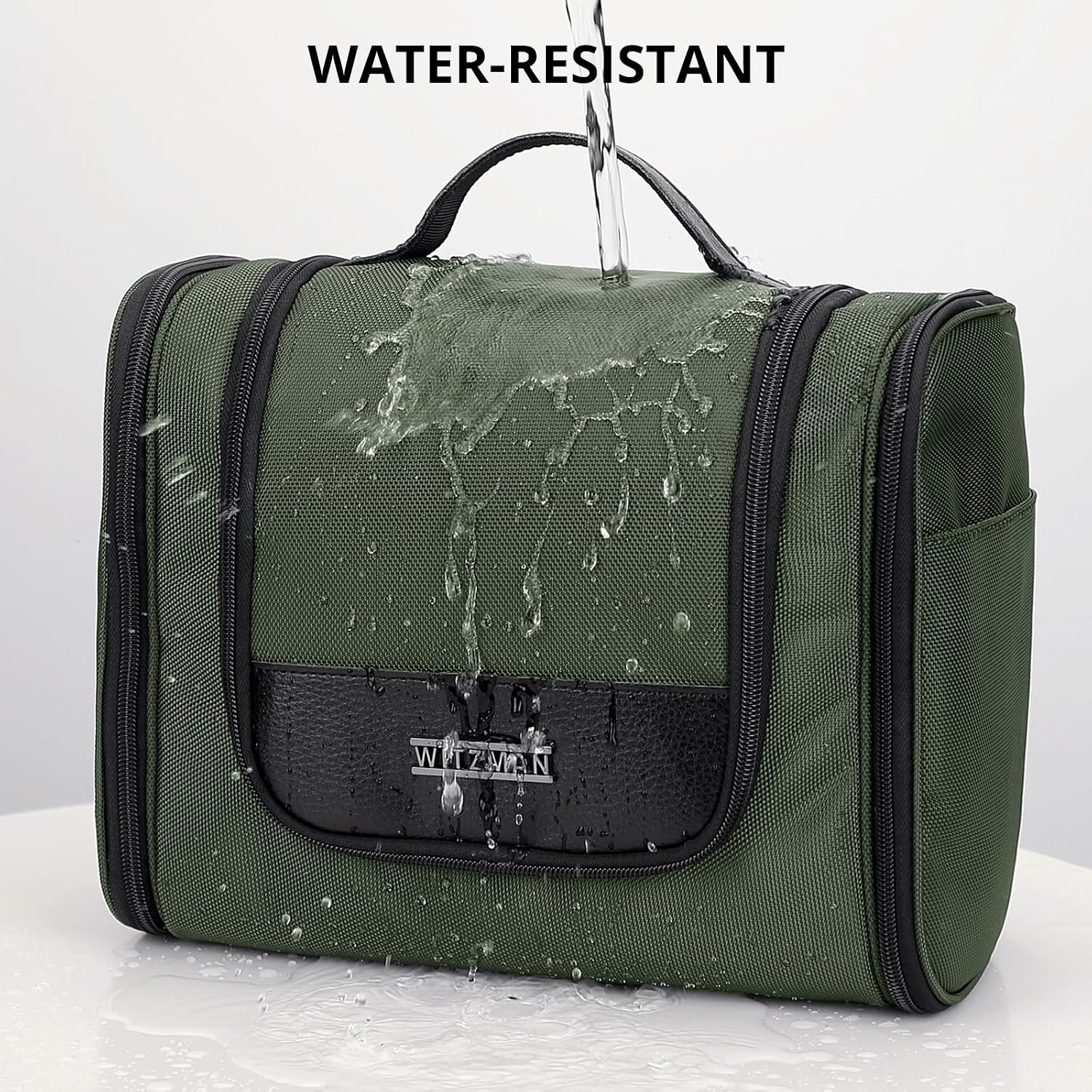 Thumbnail 6 de WITZMAN Large Hanging Toiletry Bag (Army Green) – Multi-Compartment Dopp Kit for Travel