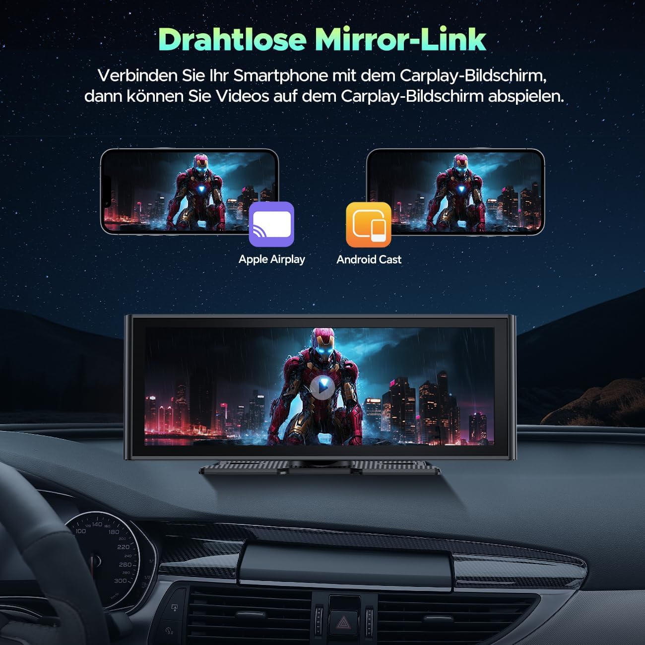 Detalle 2 de Autoradio portatile 9,26" con CarPlay e Android Auto