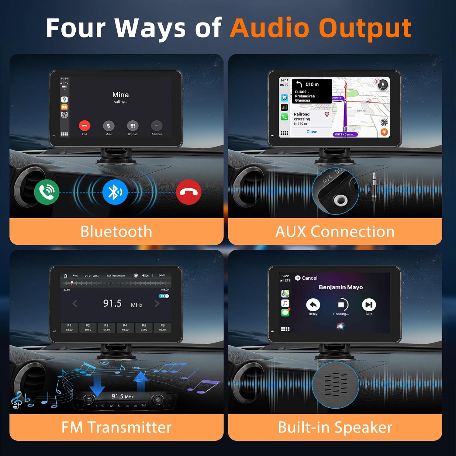 Thumbnail 4 de Schermo Portatile per Auto 7'' con CarPlay Wireless, Android Auto, Mirror Link e Navigazione GPS