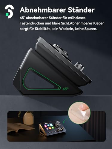 Detalle de SOOMFON Stream Controller SE – 6 LCD-Makrotasten, 3 Szenentasten & Regler