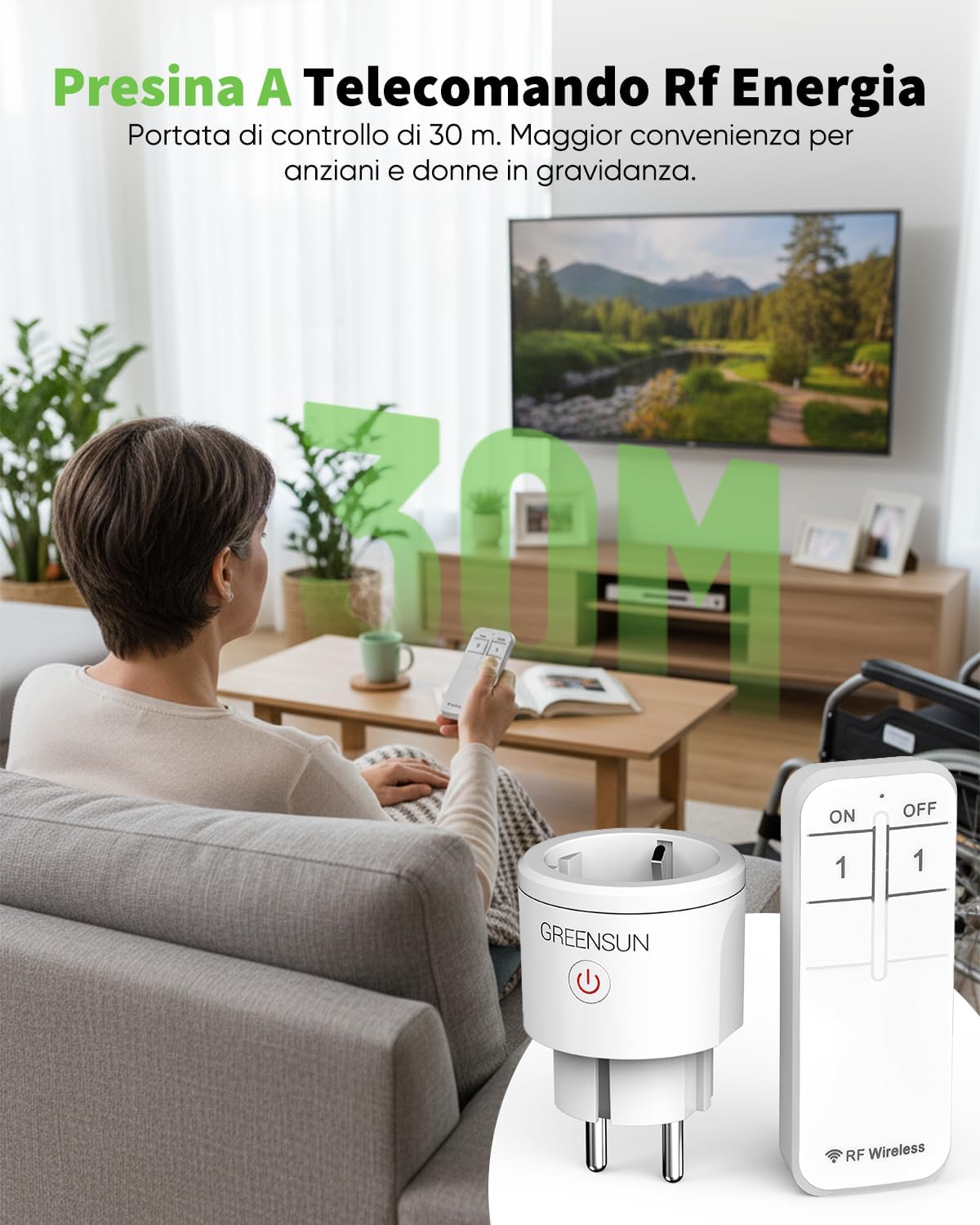 Detalle 2 de GreenSun Presa telecomandata 16A 3600W per esterni 🔌