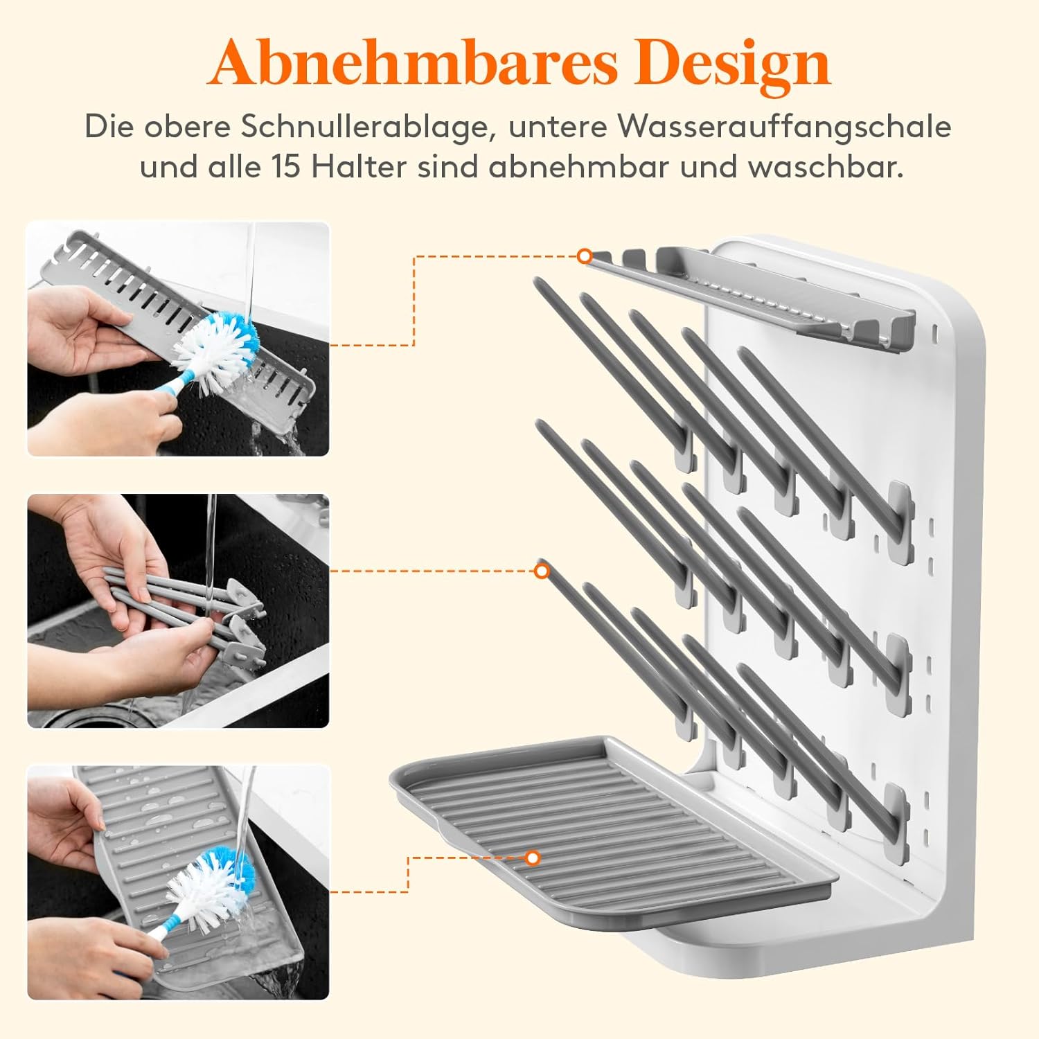 Thumbnail 5 de Lifewit großer Trockenständer für Babyflaschen mit 15 Haken und Abtropfschale