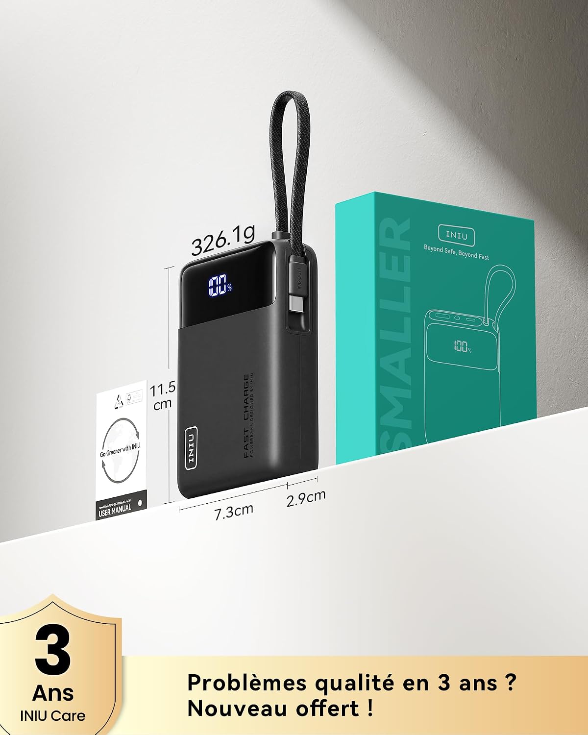 Thumbnail 6 de INIU Petit Batterie Externe 45W (20.000 mAh) avec câble USB‑C intégré