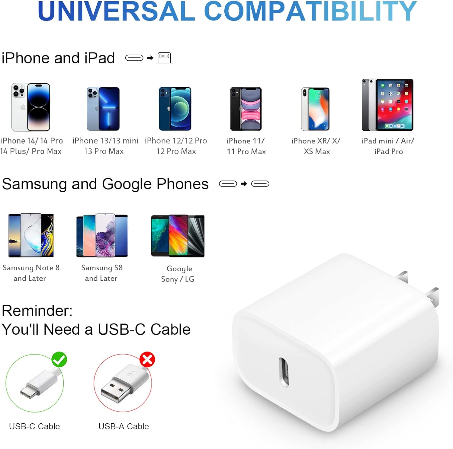 Thumbnail 3 de iPhone 14/13/12/11 Super Fast Charger (2-Pack) — 20W USB-C PD Wall Charger + 6ft Cable Kit