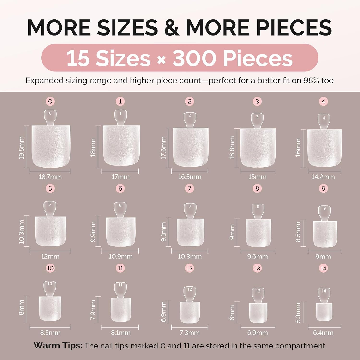 Thumbnail 2 de MelodySusie Square Toe X Nail Tips: 300-Piece Clear Full-Matte Press-On Set for DIY Nail Extensions