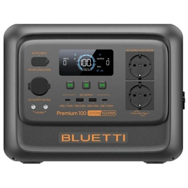 Detalle de BLUETTI Premium 100 V2: Estación de energía LiFePO4 1024Wh con 11 puertos y carga solar