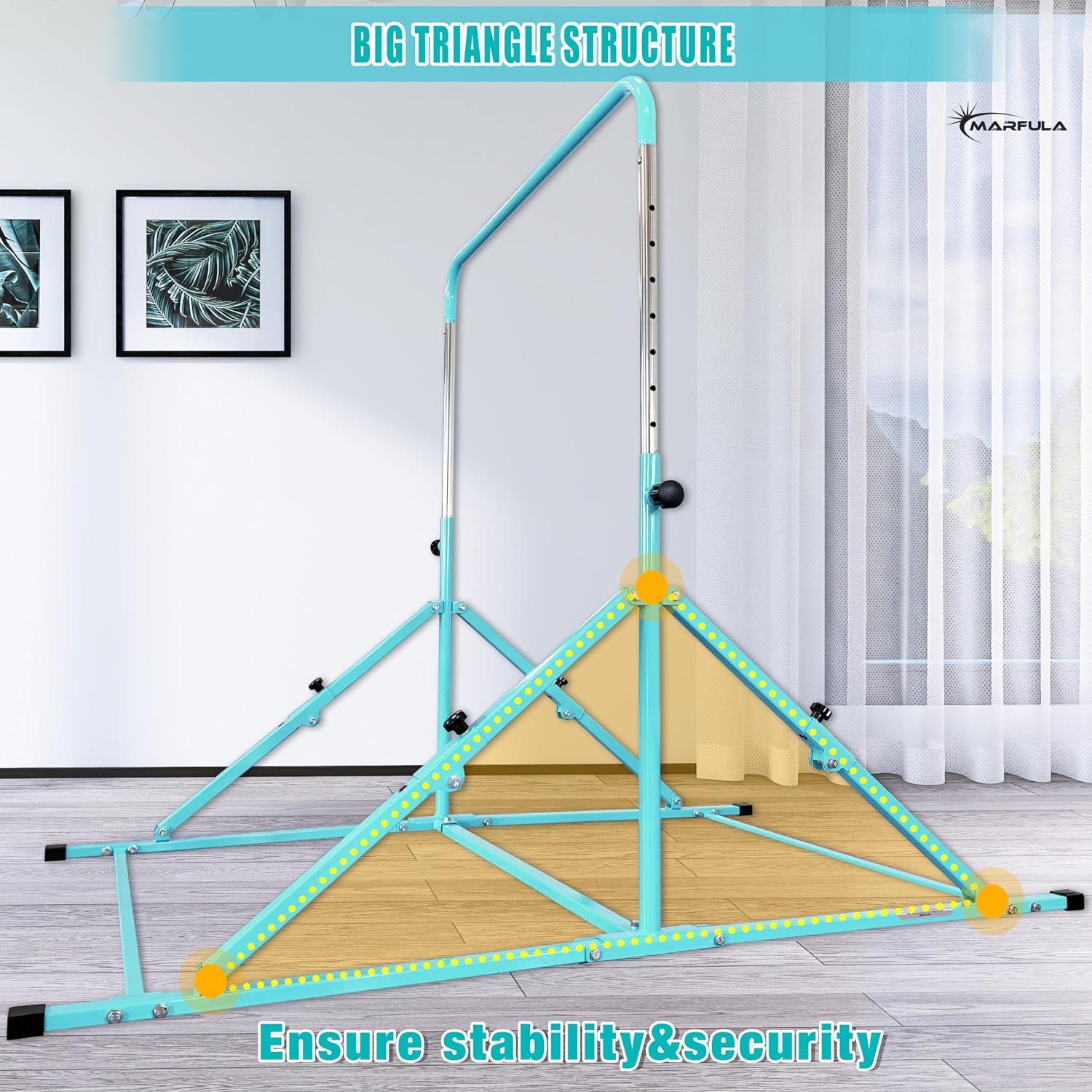 Detalle de MARFULA Foldable Gymnastic Bar, 9 Height Levels ⚙