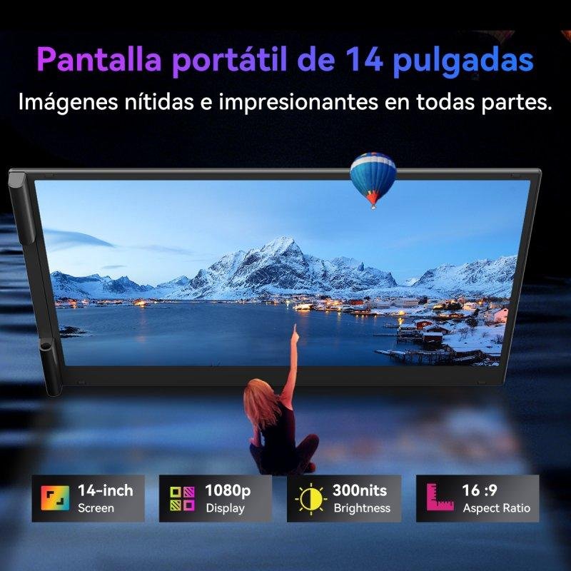 Detalle 2 de Monitor Blackview 14" FullHD 60Hz IPS USB-C PD 100 W Altavoces