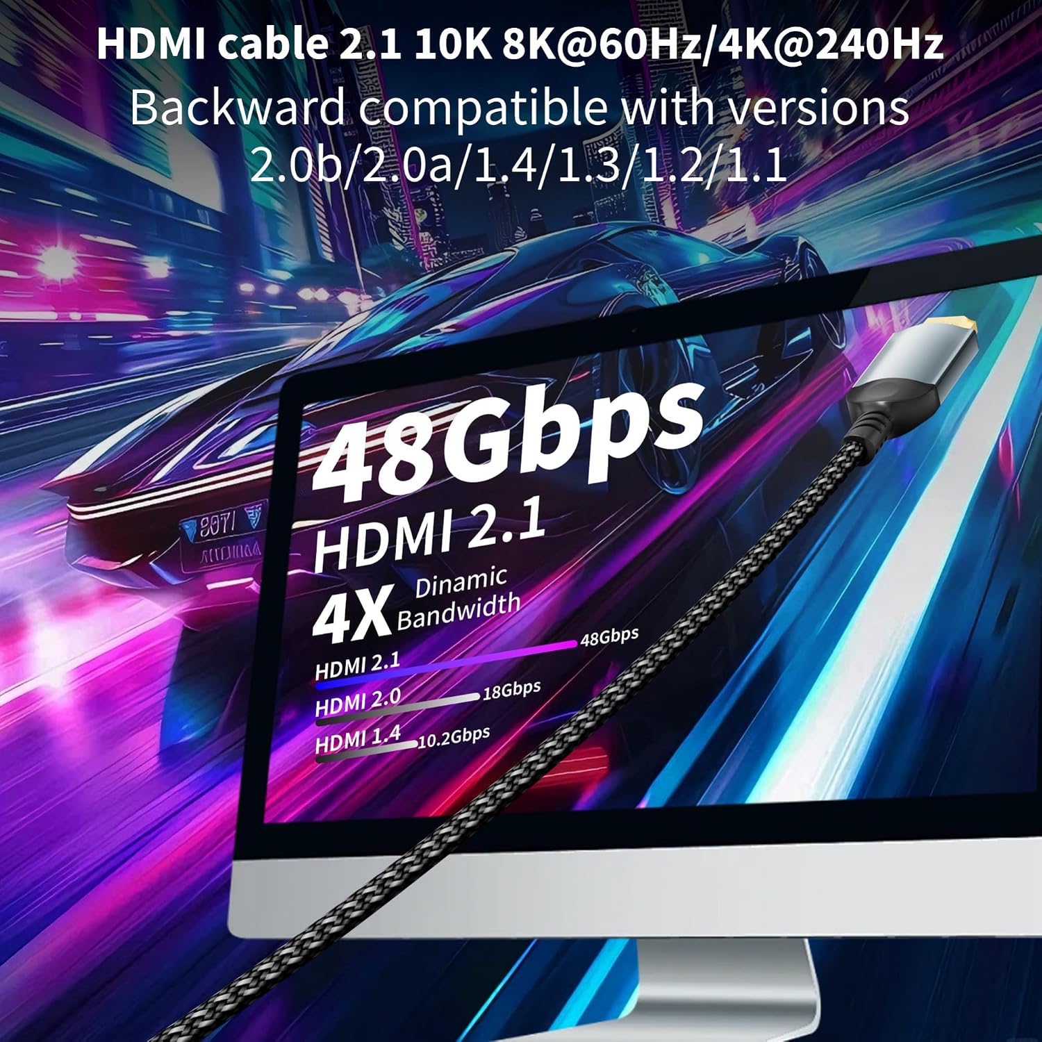 Detalle de Lumivtx Câble HDMI 3m 10K/8K@60Hz – HDMI 2.1, HDR10+, eARC et VRR