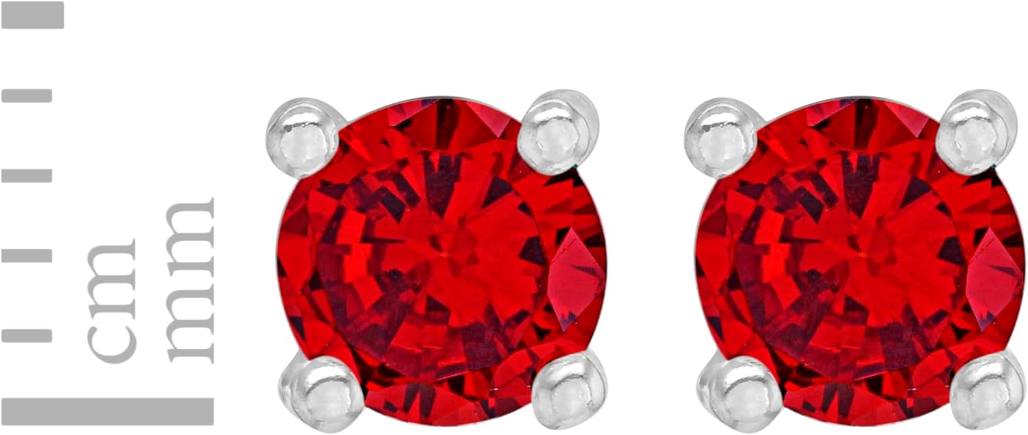 Thumbnail 5 de Amazon Essentials Orecchini a lobo in argento Sterling rodiato con pietra natale rubino