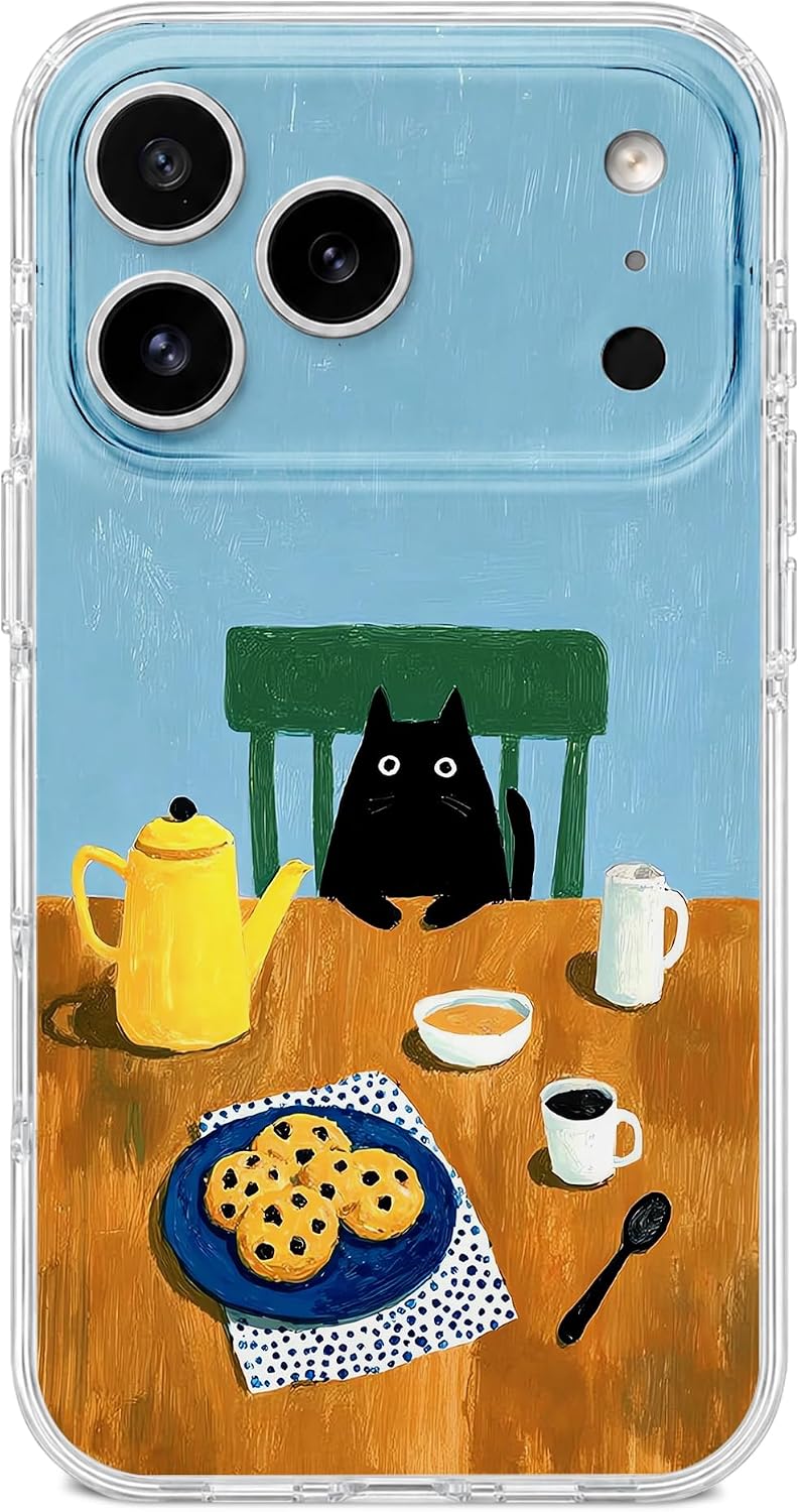 Detalle de GEQCDBN iPhone 17 Pro TPU Case with Cat Afternoon Tea Print