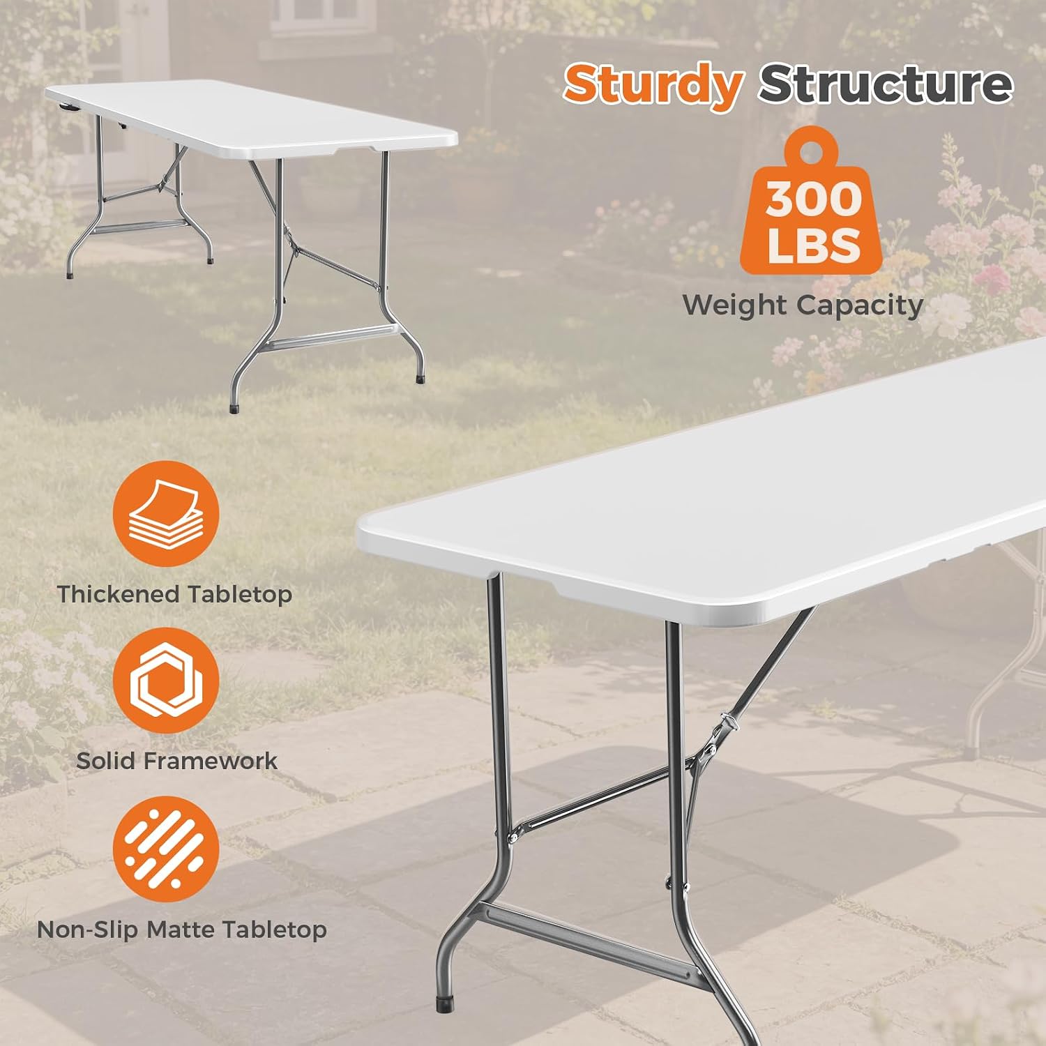Detalle 2 de Sweetcrispy SW226-ZDZ-6FTDJ2 6-Foot Folding Picnic Table, HDPE Top