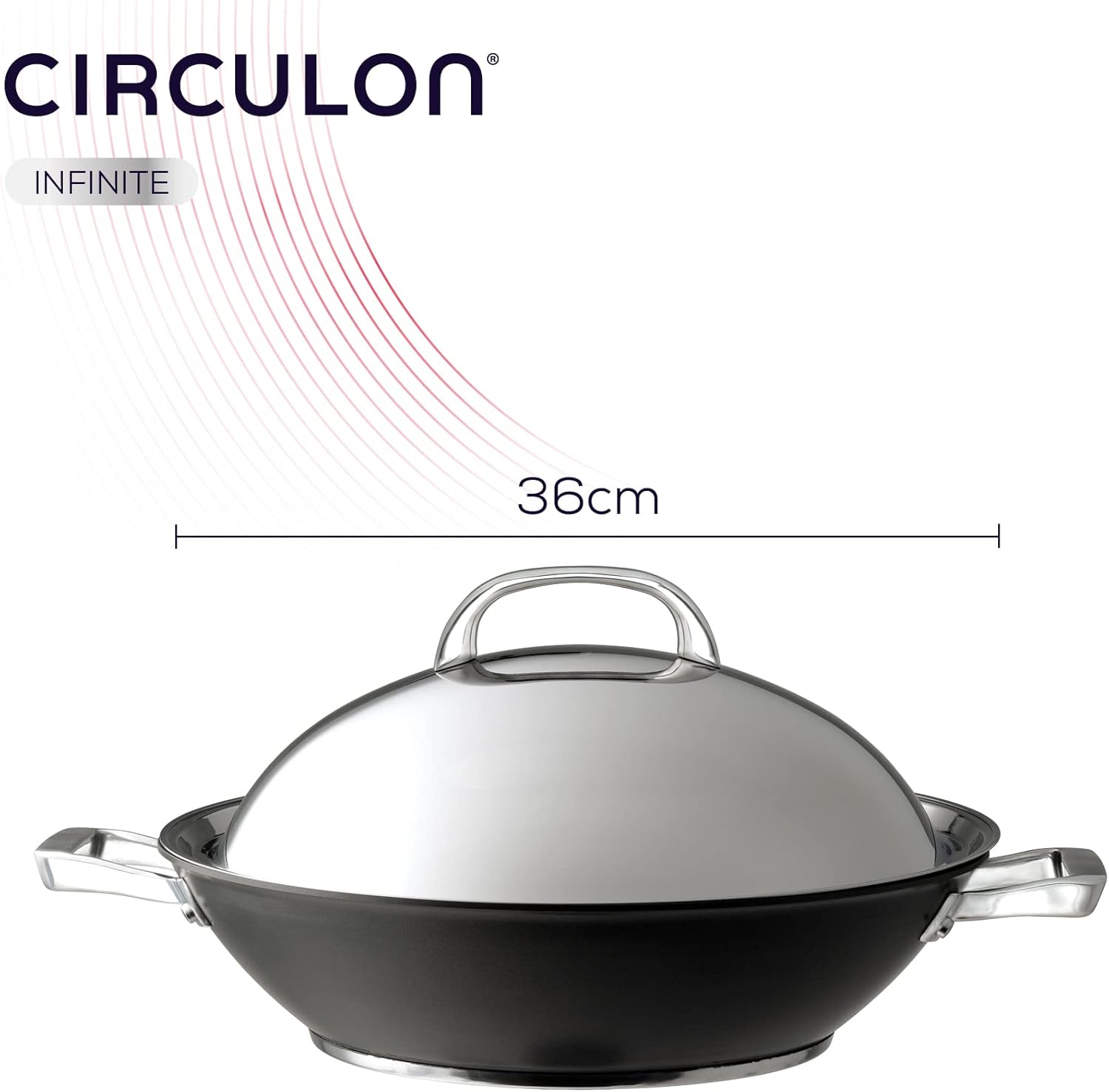 Thumbnail 2 de Circulon Infinite Induction Wok Non Stick 36cm with Stainless Steel Lid (Black)