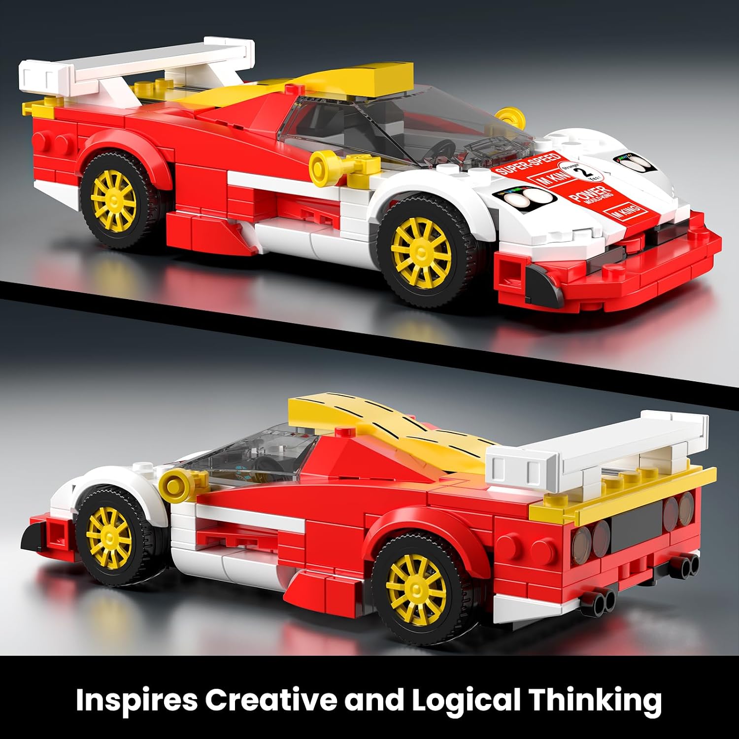 Detalle de Mould King 27089 Technik Speed Champion Klemmbausteine Auto GTR LT mit Acrylvitrine (385 Teile)