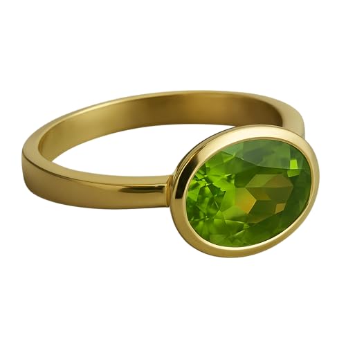 Thumbnail 7 de Oval Peridot vergoldet Sterling Ring von Sophia Rose Jewellery – US-Größe 6